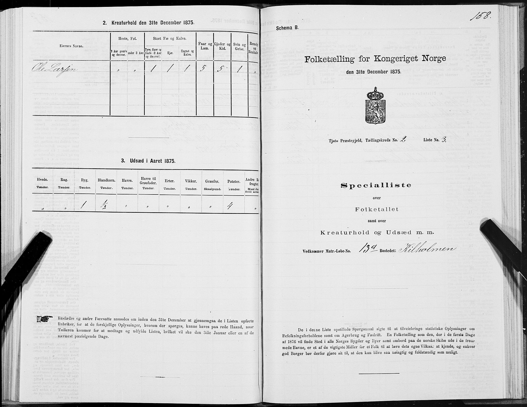 SAT, Folketelling 1875 for 1817P Tjøtta prestegjeld, 1875, s. 1158