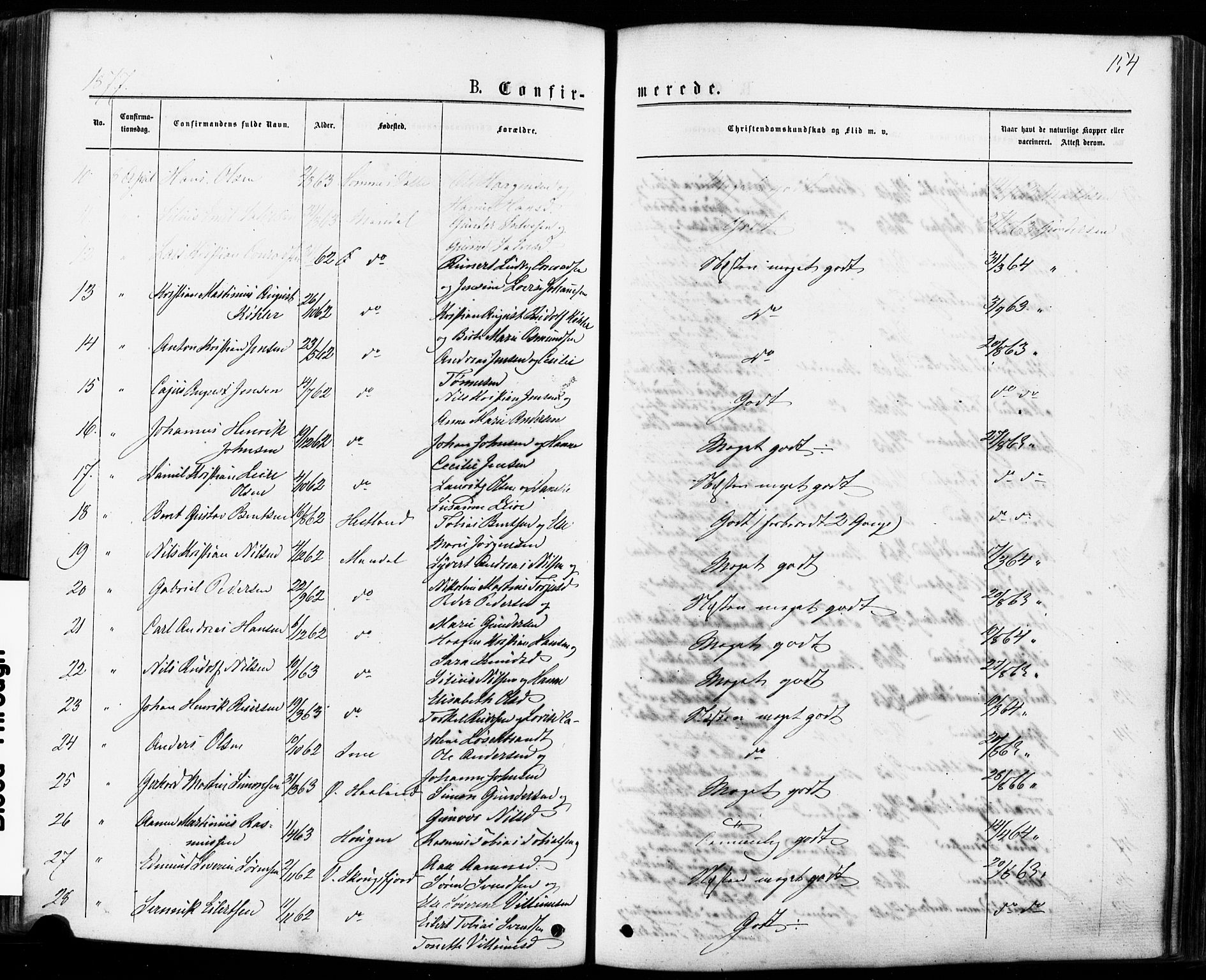 Mandal sokneprestkontor, SAK/1111-0030/F/Fa/Faa/L0015: Ministerialbok nr. A 15, 1873-1879, s. 154
