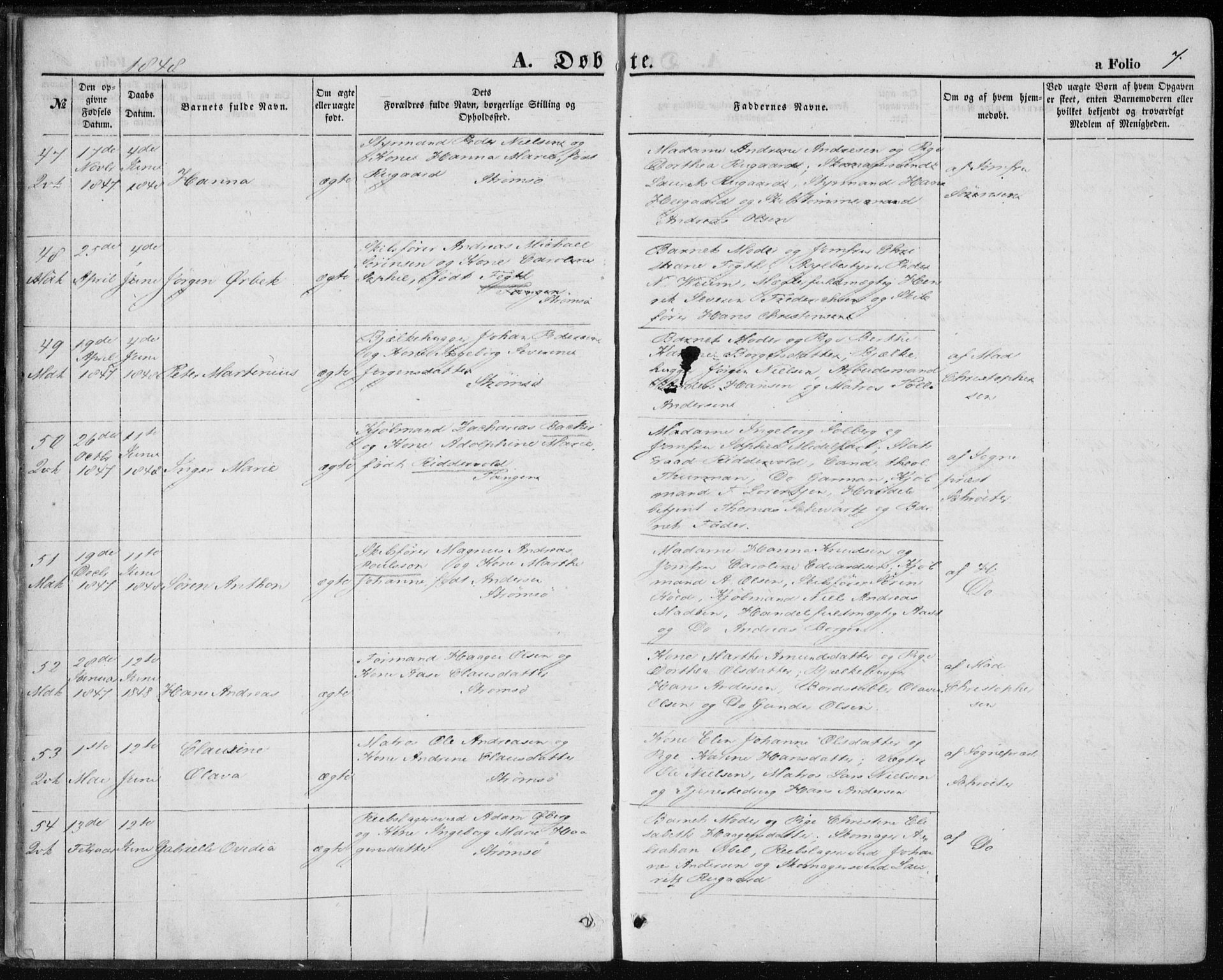 Strømsø kirkebøker, AV/SAKO-A-246/F/Fa/L0014: Ministerialbok nr. I 14, 1848-1858, s. 7