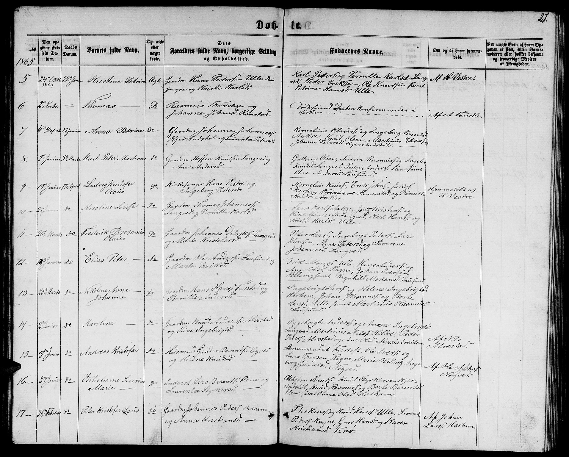 Ministerialprotokoller, klokkerbøker og fødselsregistre - Møre og Romsdal, SAT/A-1454/536/L0508: Klokkerbok nr. 536C03, 1860-1870, s. 27