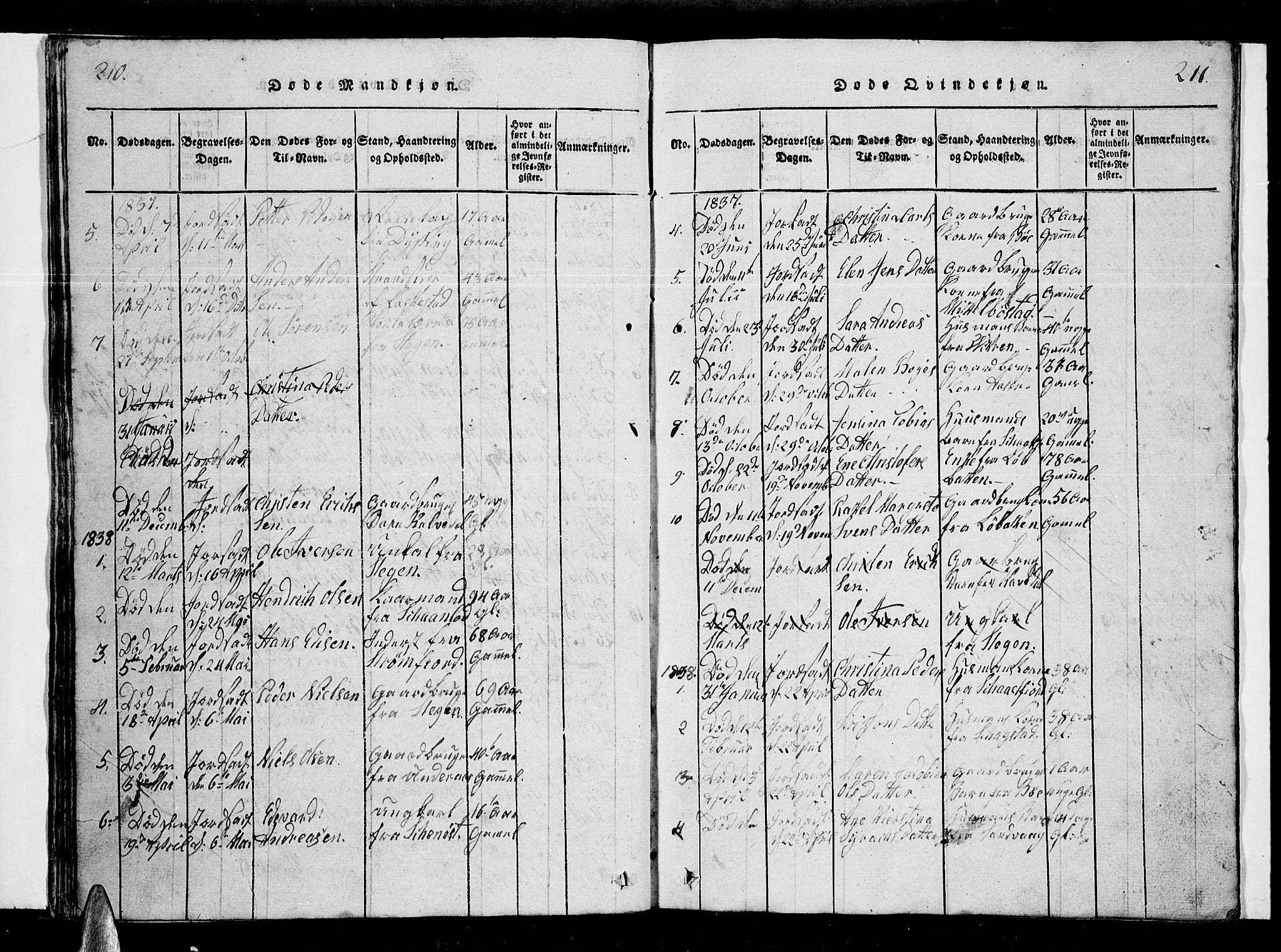 Ministerialprotokoller, klokkerbøker og fødselsregistre - Nordland, SAT/A-1459/855/L0812: Ministerialbok nr. 855C01, 1821-1838, s. 210-211