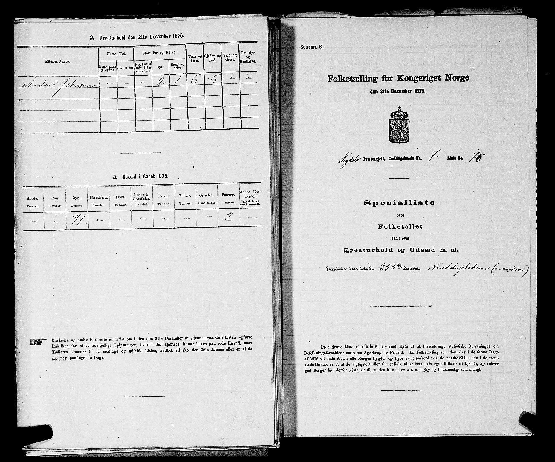 SAKO, Folketelling 1875 for 0621P Sigdal prestegjeld, 1875, s. 1149