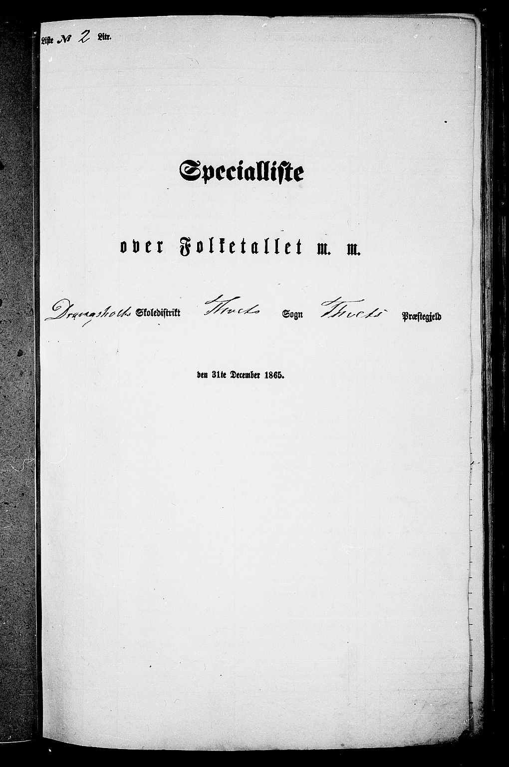RA, Folketelling 1865 for 1013P Tveit prestegjeld, 1865, s. 34