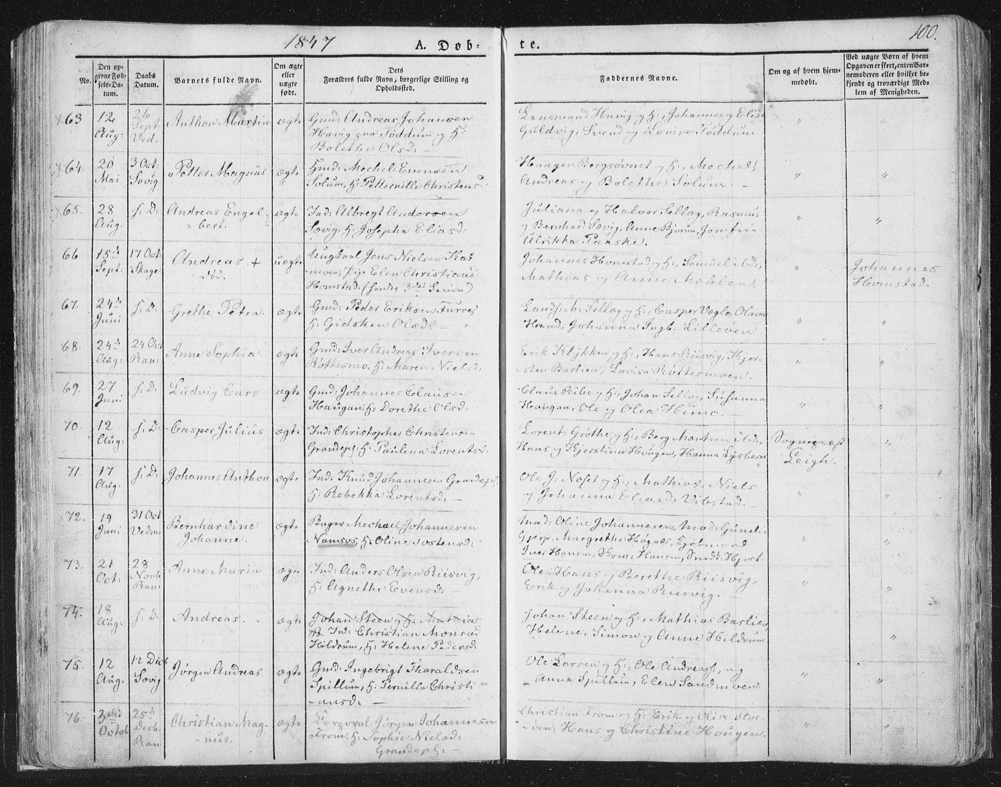 Ministerialprotokoller, klokkerbøker og fødselsregistre - Nord-Trøndelag, SAT/A-1458/764/L0551: Ministerialbok nr. 764A07a, 1824-1864, s. 100