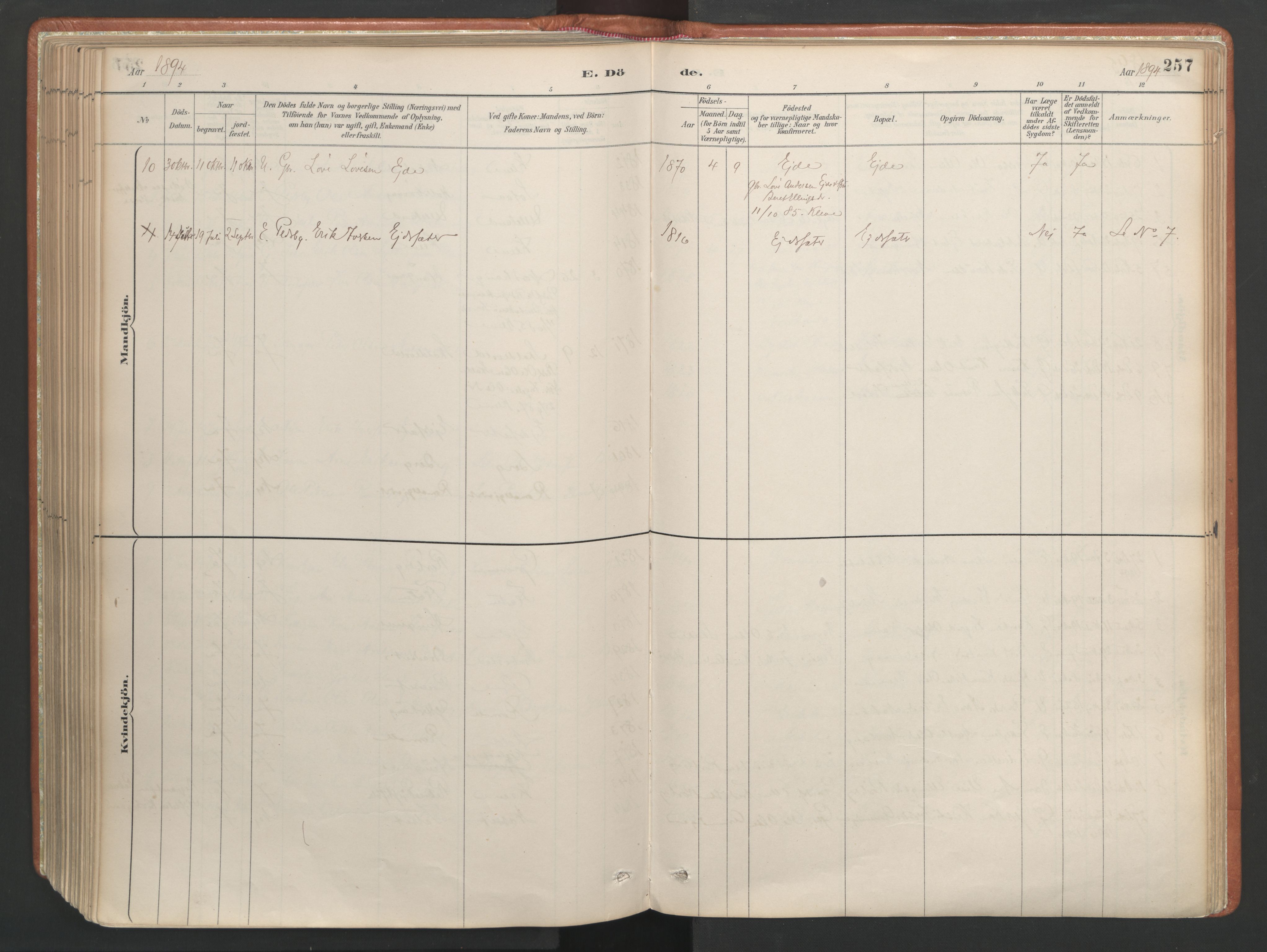 Ministerialprotokoller, klokkerbøker og fødselsregistre - Møre og Romsdal, SAT/A-1454/557/L0682: Ministerialbok nr. 557A04, 1887-1970, s. 257