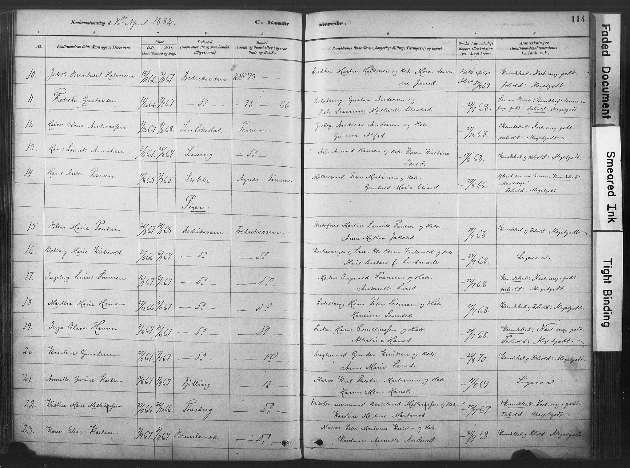 Stavern kirkebøker, AV/SAKO-A-318/F/Fa/L0008: Ministerialbok nr. 8, 1878-1905, s. 114
