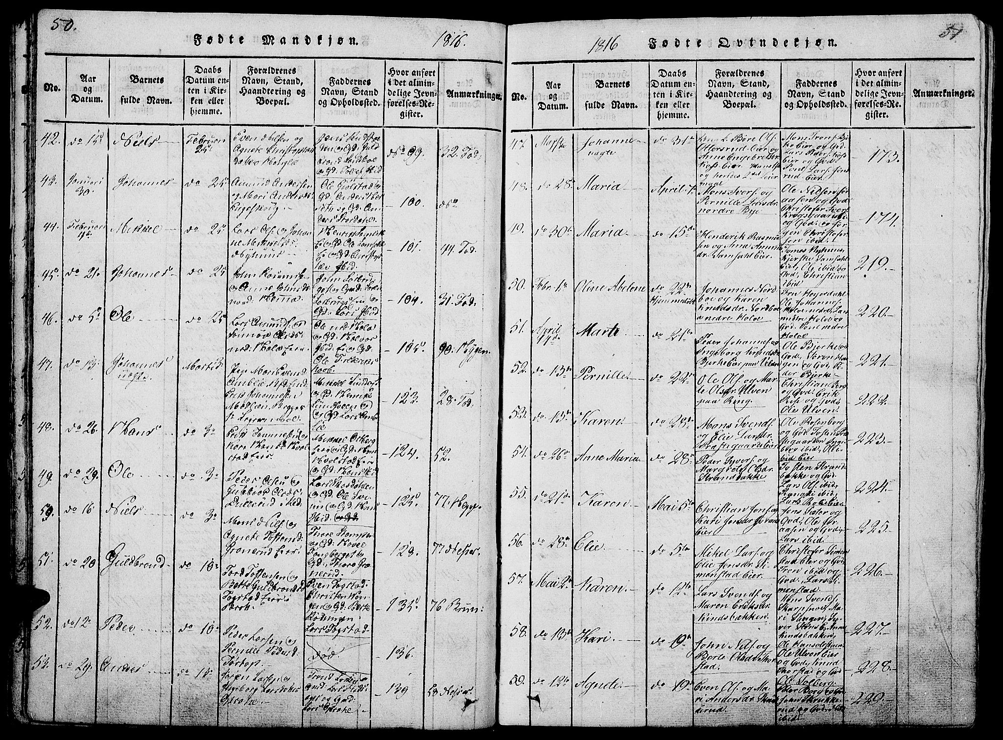 Ringsaker prestekontor, AV/SAH-PREST-014/L/La/L0001: Klokkerbok nr. 1, 1814-1826, s. 50-51