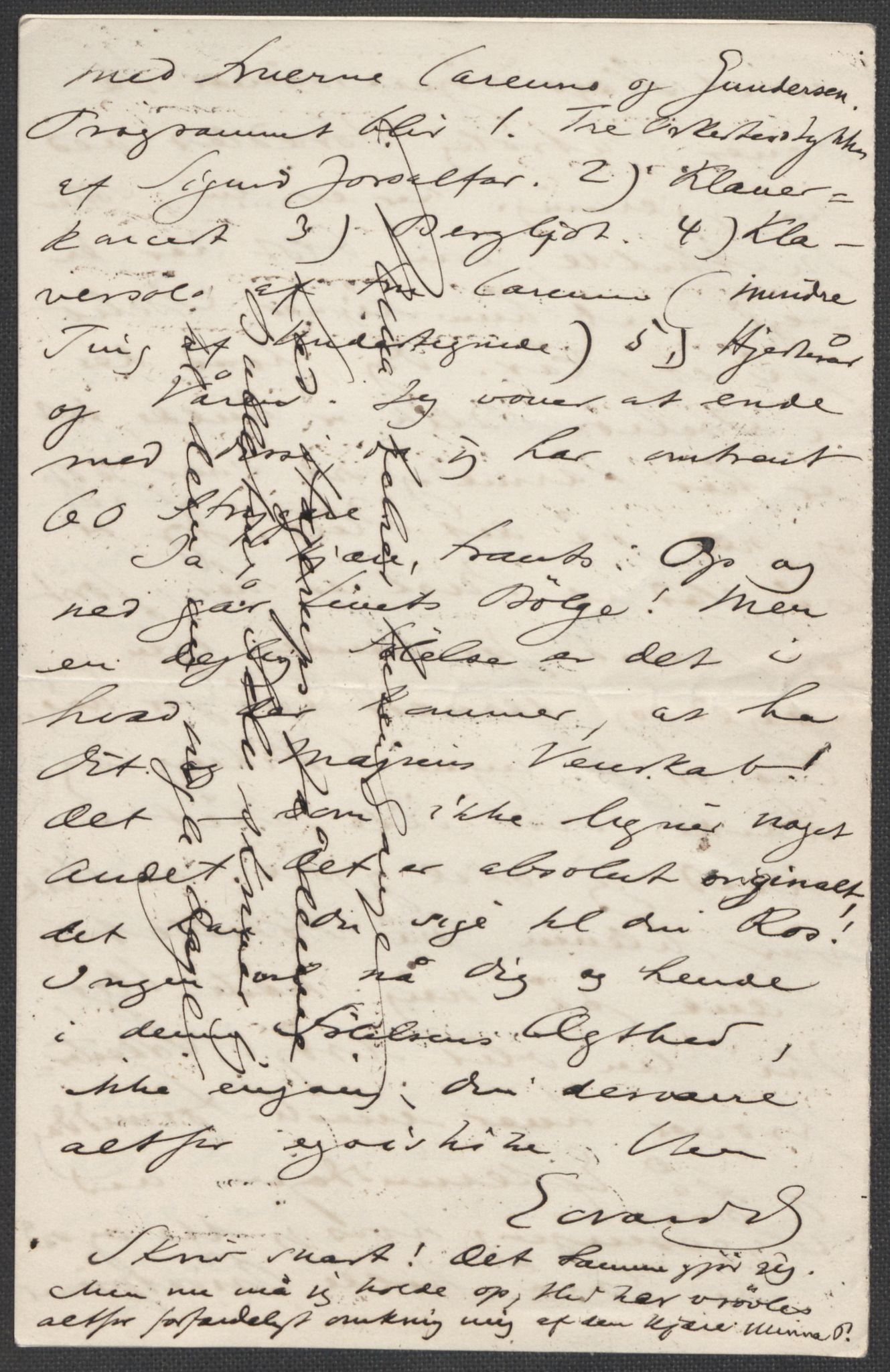 Beyer, Frants, RA/PA-0132/F/L0001: Brev fra Edvard Grieg til Frantz Beyer og "En del optegnelser som kan tjene til kommentar til brevene" av Marie Beyer, 1872-1907, s. 399