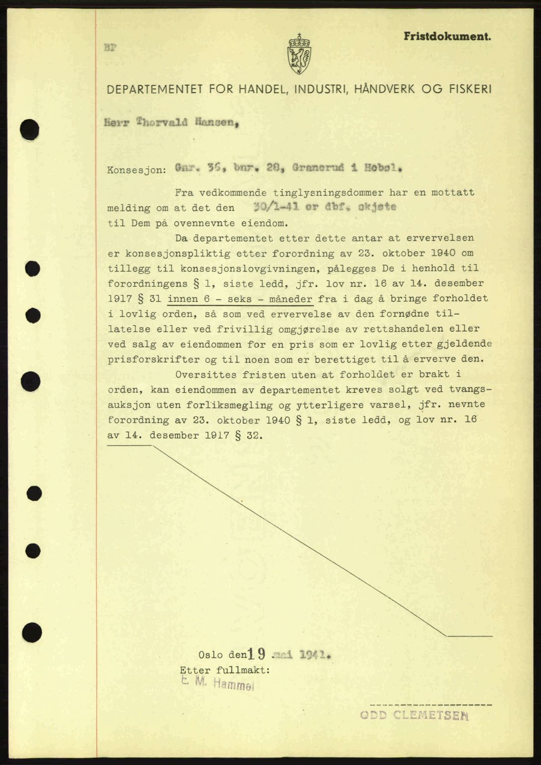 Moss sorenskriveri, SAO/A-10168: Pantebok nr. B10, 1940-1941, Dagboknr: 909/1941