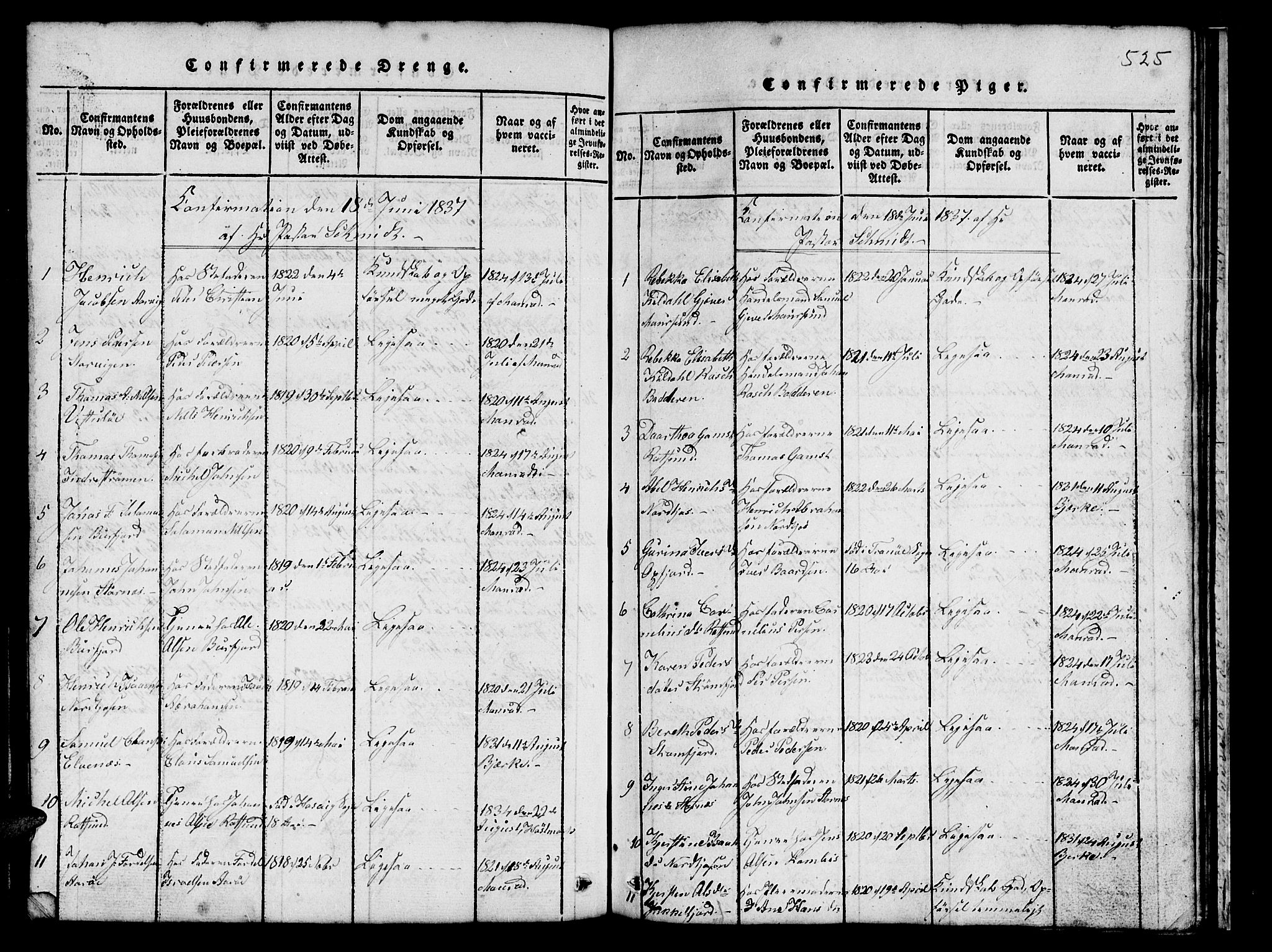 Skjervøy sokneprestkontor, SATØ/S-1300/H/Ha/Hab/L0001klokker: Klokkerbok nr. 1, 1825-1838, s. 524-525