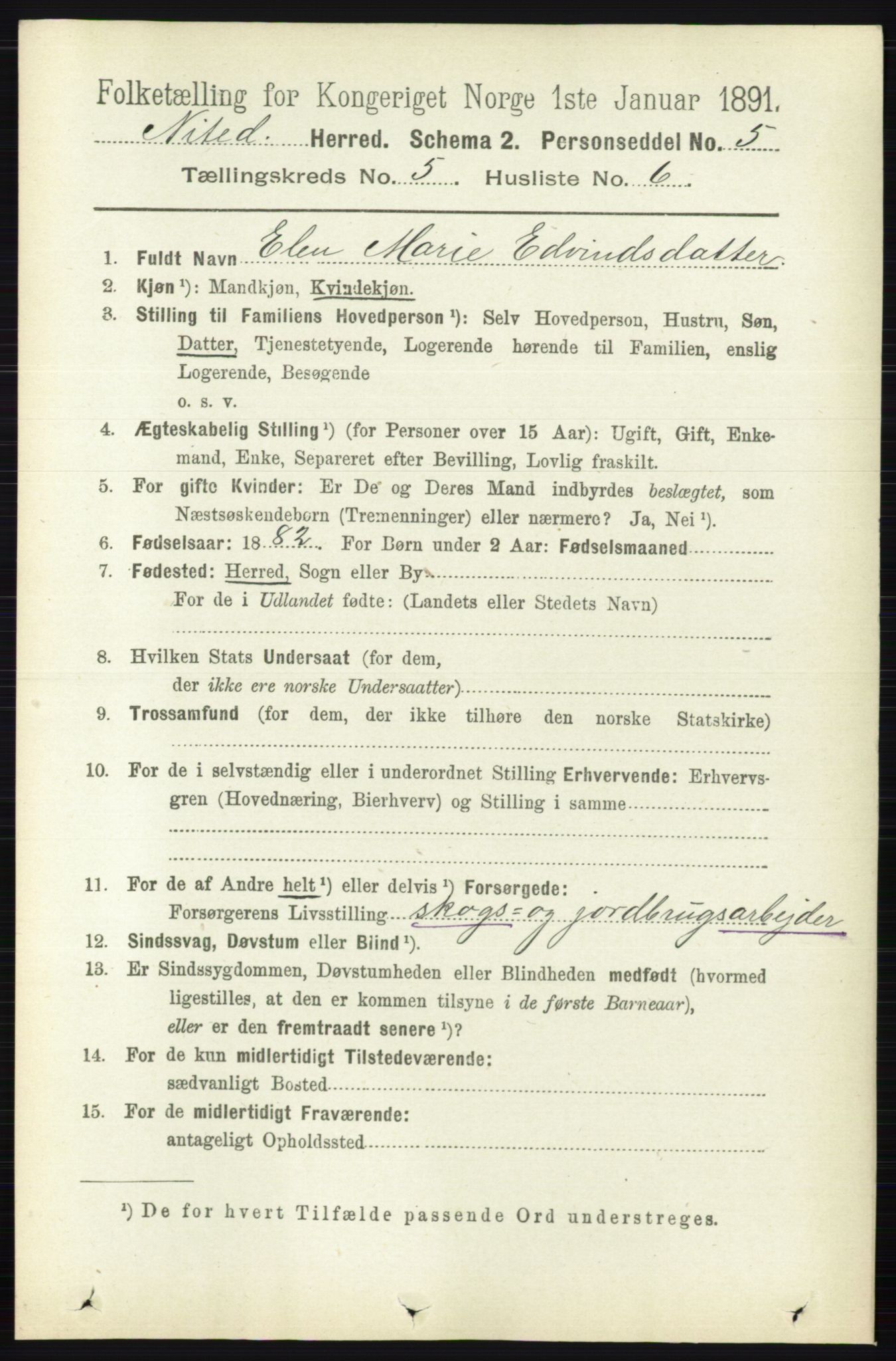 RA, Folketelling 1891 for 0233 Nittedal herred, 1891, s. 2215