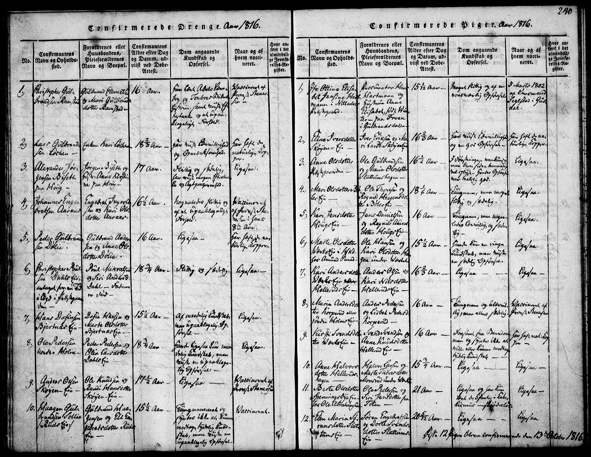 Nittedal prestekontor Kirkebøker, SAO/A-10365a/F/Fa/L0003: Ministerialbok nr. I 3, 1814-1836, s. 240