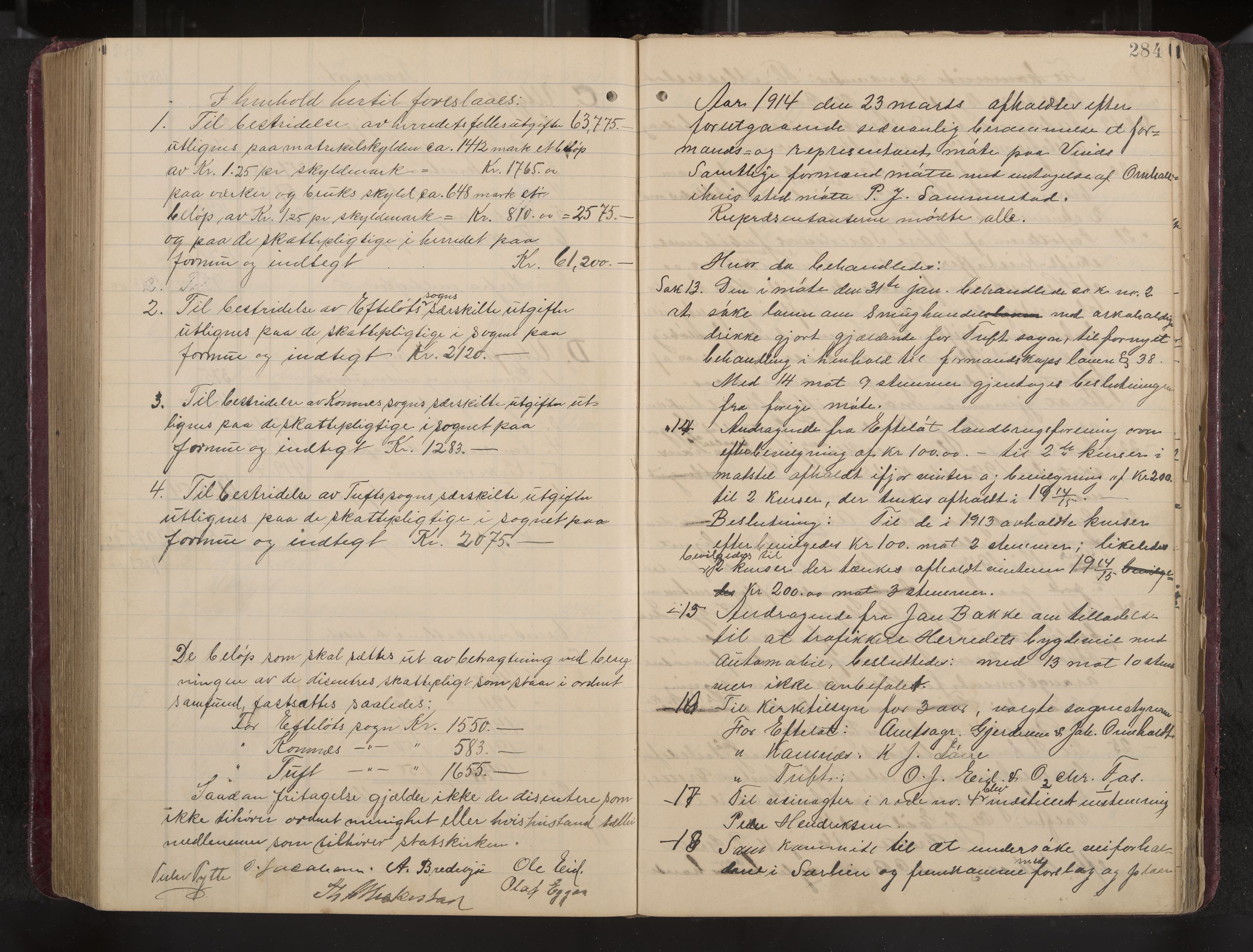 Ytre Sandsvær formannskap og sentraladministrasjon, IKAK/0629021/A/Aa/L0001: Møtebok med register, 1902-1919, s. 284