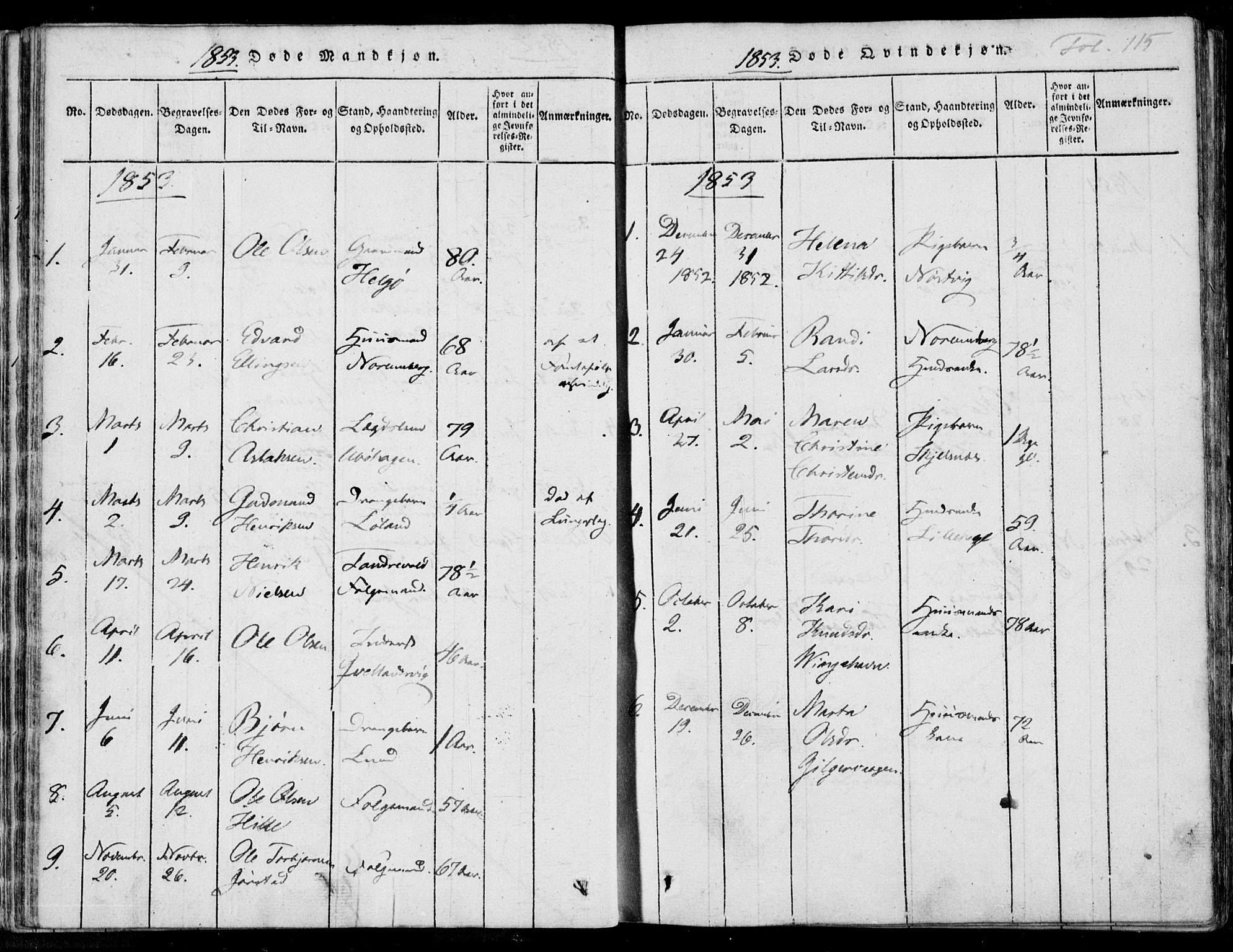 Nedstrand sokneprestkontor, SAST/A-101841/01/IV: Ministerialbok nr. A 7, 1816-1870, s. 115