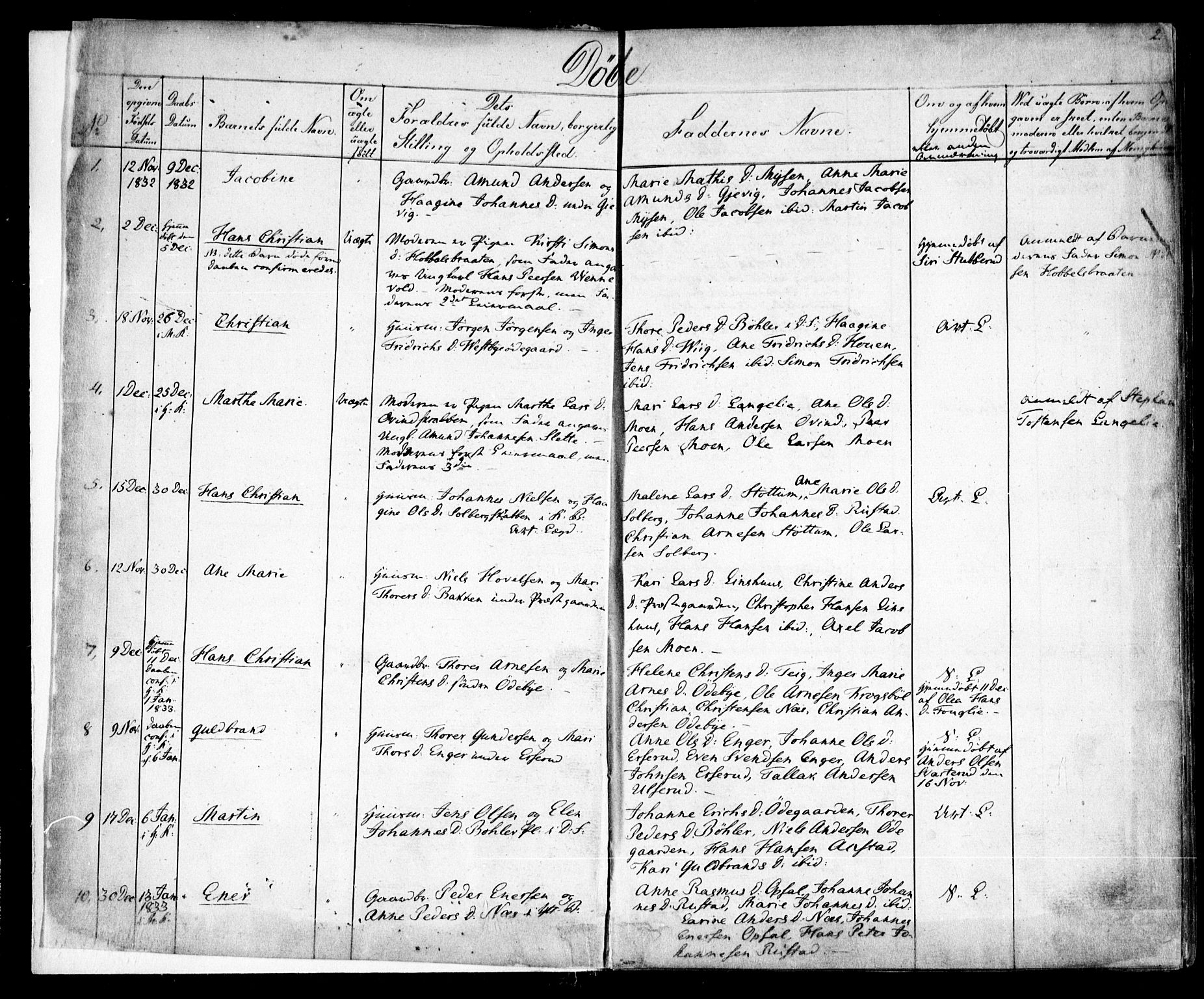 Enebakk prestekontor Kirkebøker, AV/SAO-A-10171c/F/Fa/L0009: Ministerialbok nr. I 9, 1832-1861, s. 2