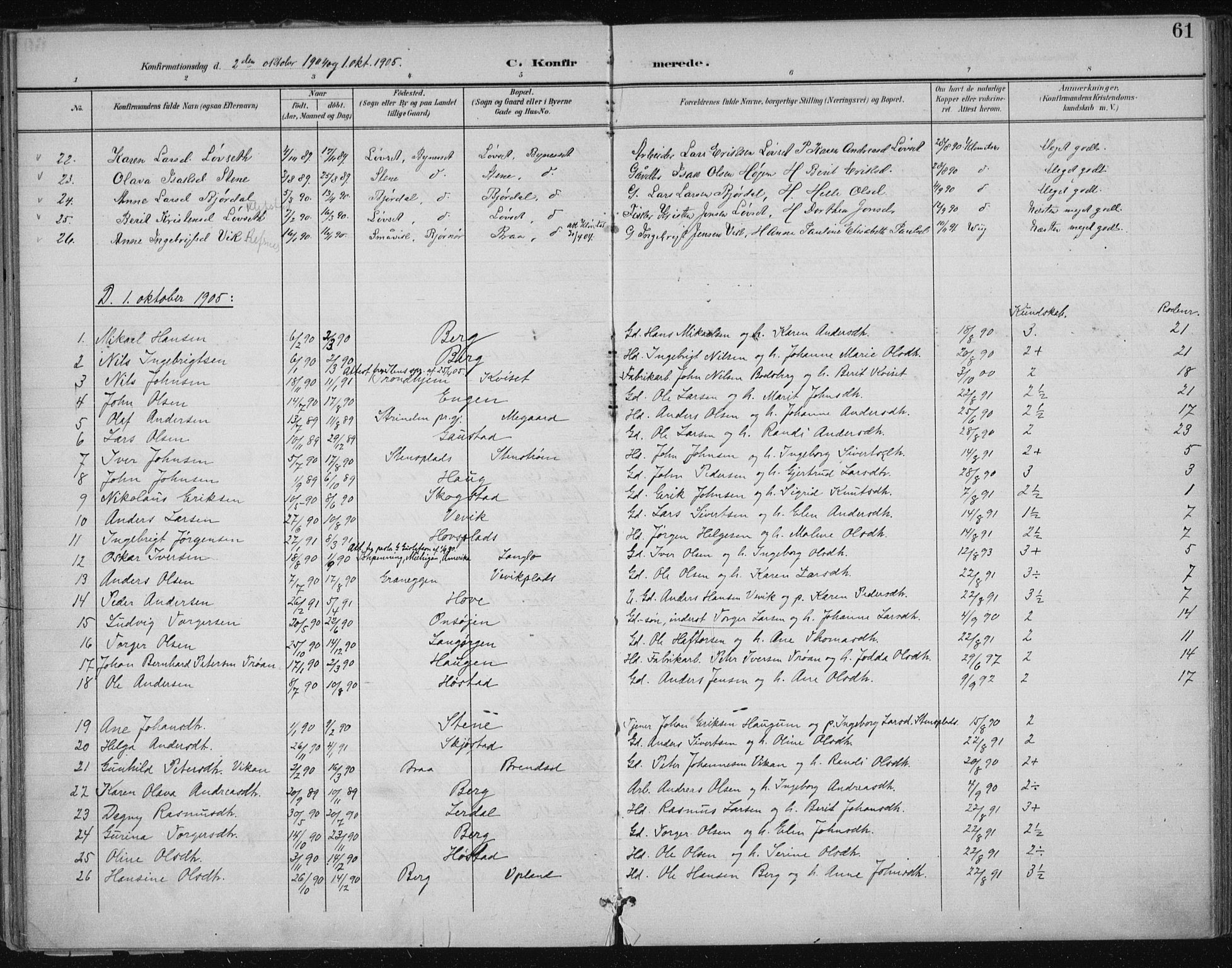 Ministerialprotokoller, klokkerbøker og fødselsregistre - Sør-Trøndelag, SAT/A-1456/612/L0380: Ministerialbok nr. 612A12, 1898-1907, s. 61