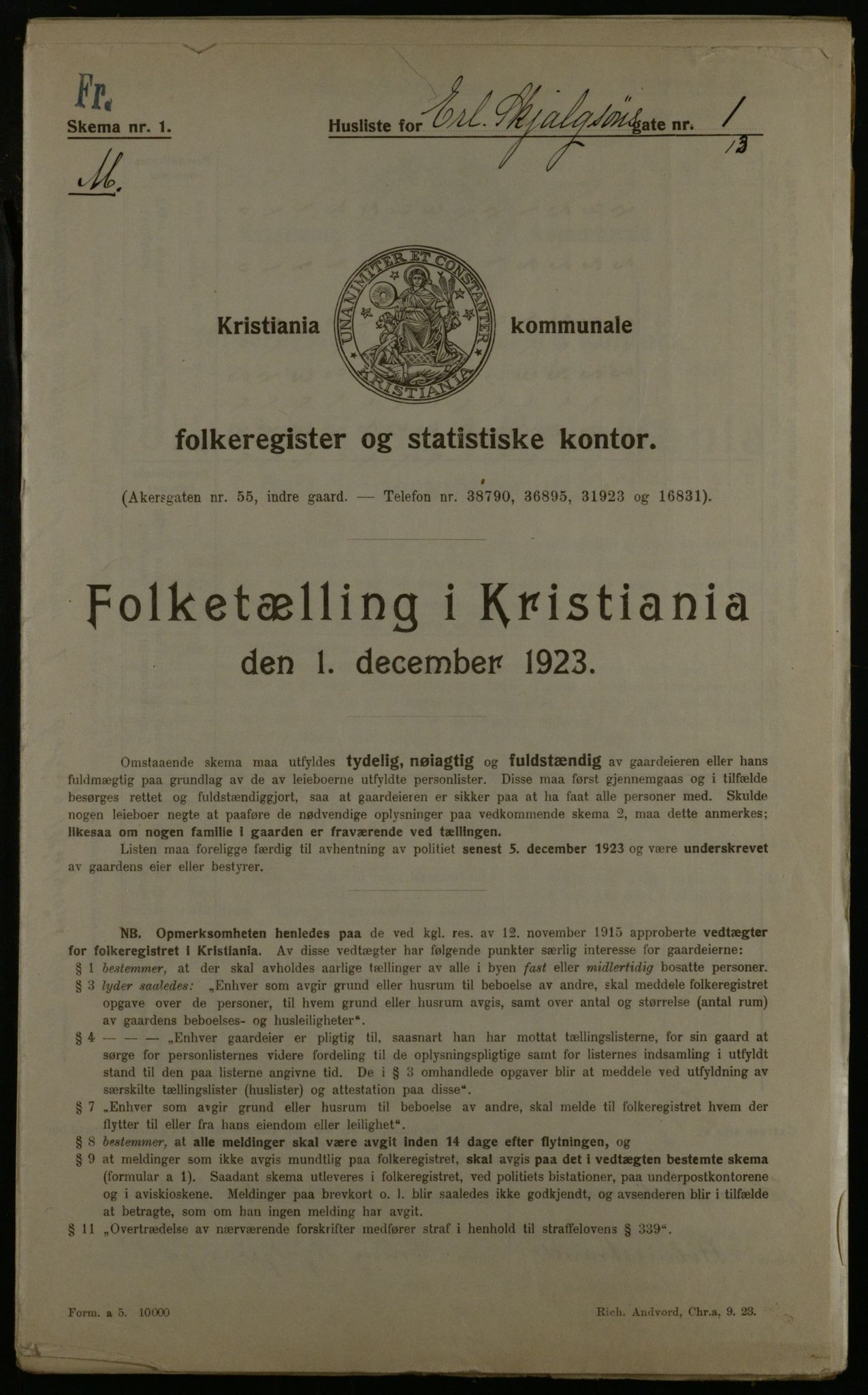 OBA, Kommunal folketelling 1.12.1923 for Kristiania, 1923, s. 24785