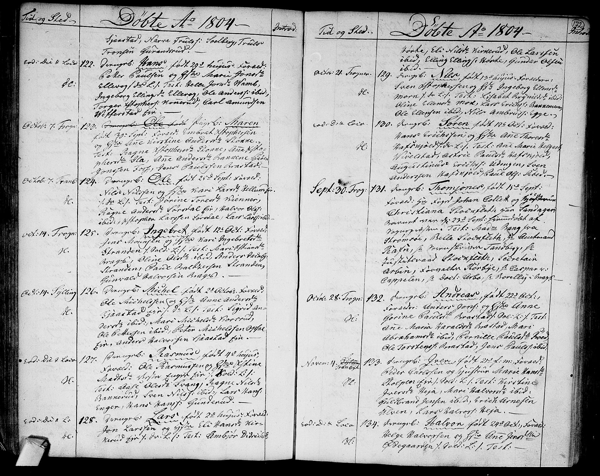 Lier kirkebøker, AV/SAKO-A-230/F/Fa/L0007: Ministerialbok nr. I 7, 1794-1813, s. 172