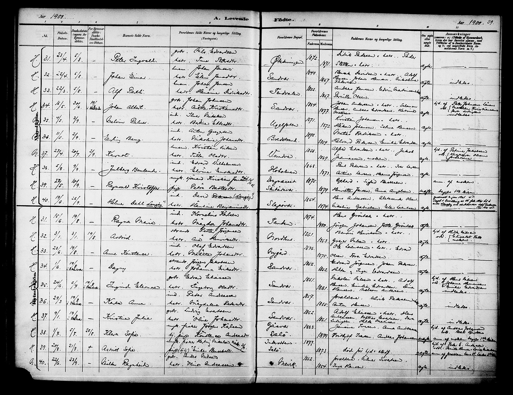 Ministerialprotokoller, klokkerbøker og fødselsregistre - Nordland, AV/SAT-A-1459/834/L0508: Ministerialbok nr. 834A06, 1892-1901, s. 59