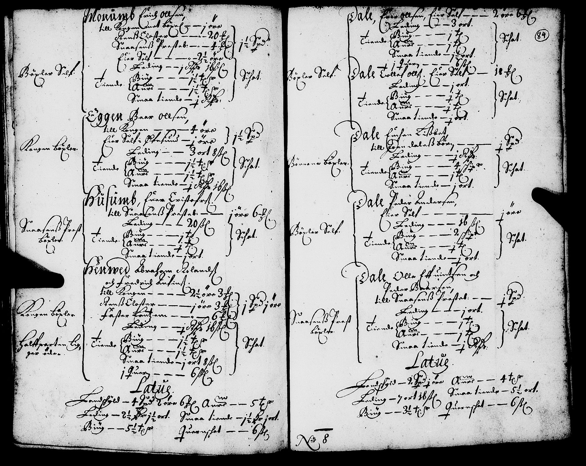 Rentekammeret inntil 1814, Realistisk ordnet avdeling, AV/RA-EA-4070/N/Nb/Nba/L0055: Inderøy len, 1668, s. 83b-84a