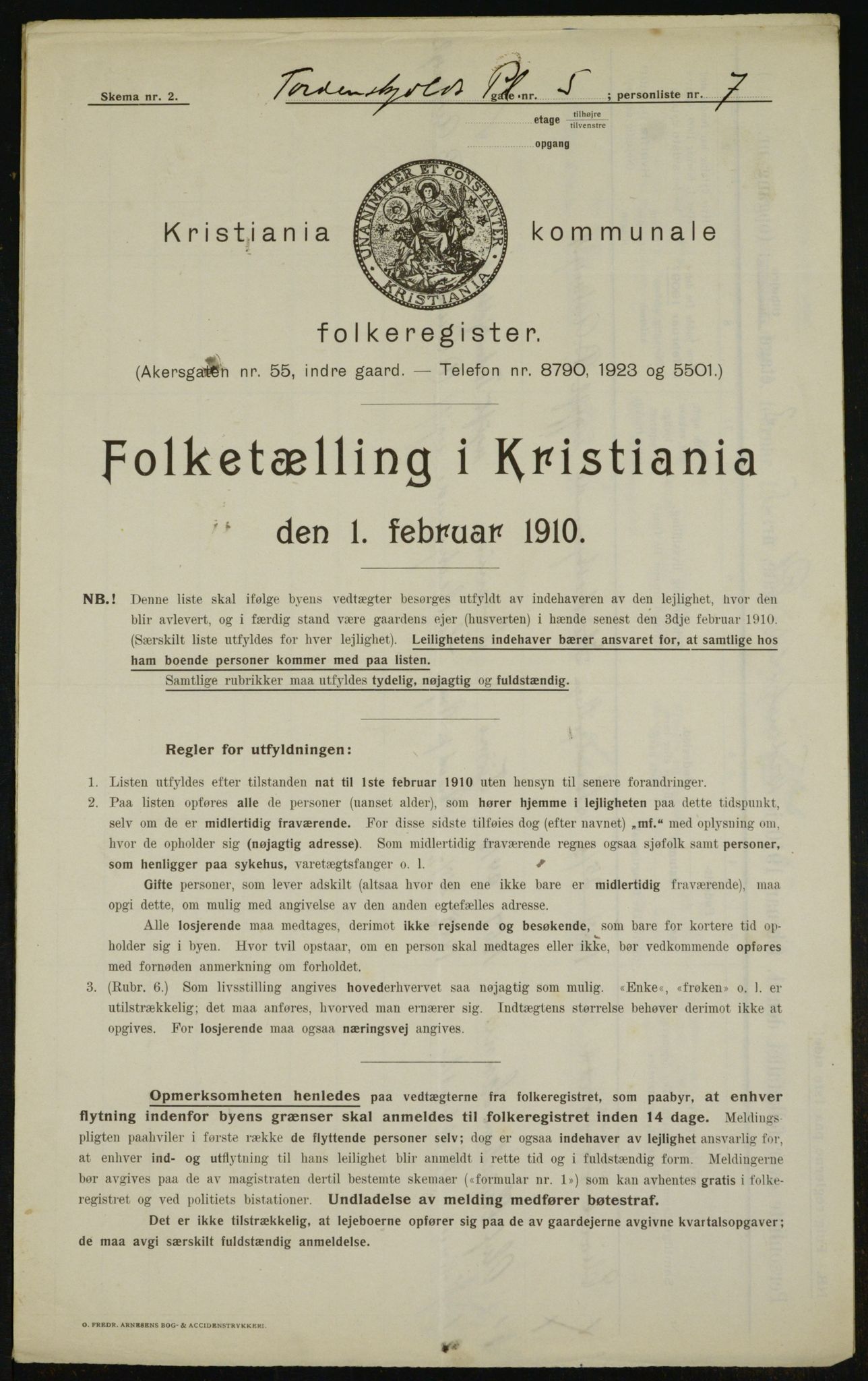 OBA, Kommunal folketelling 1.2.1910 for Kristiania, 1910, s. 108100