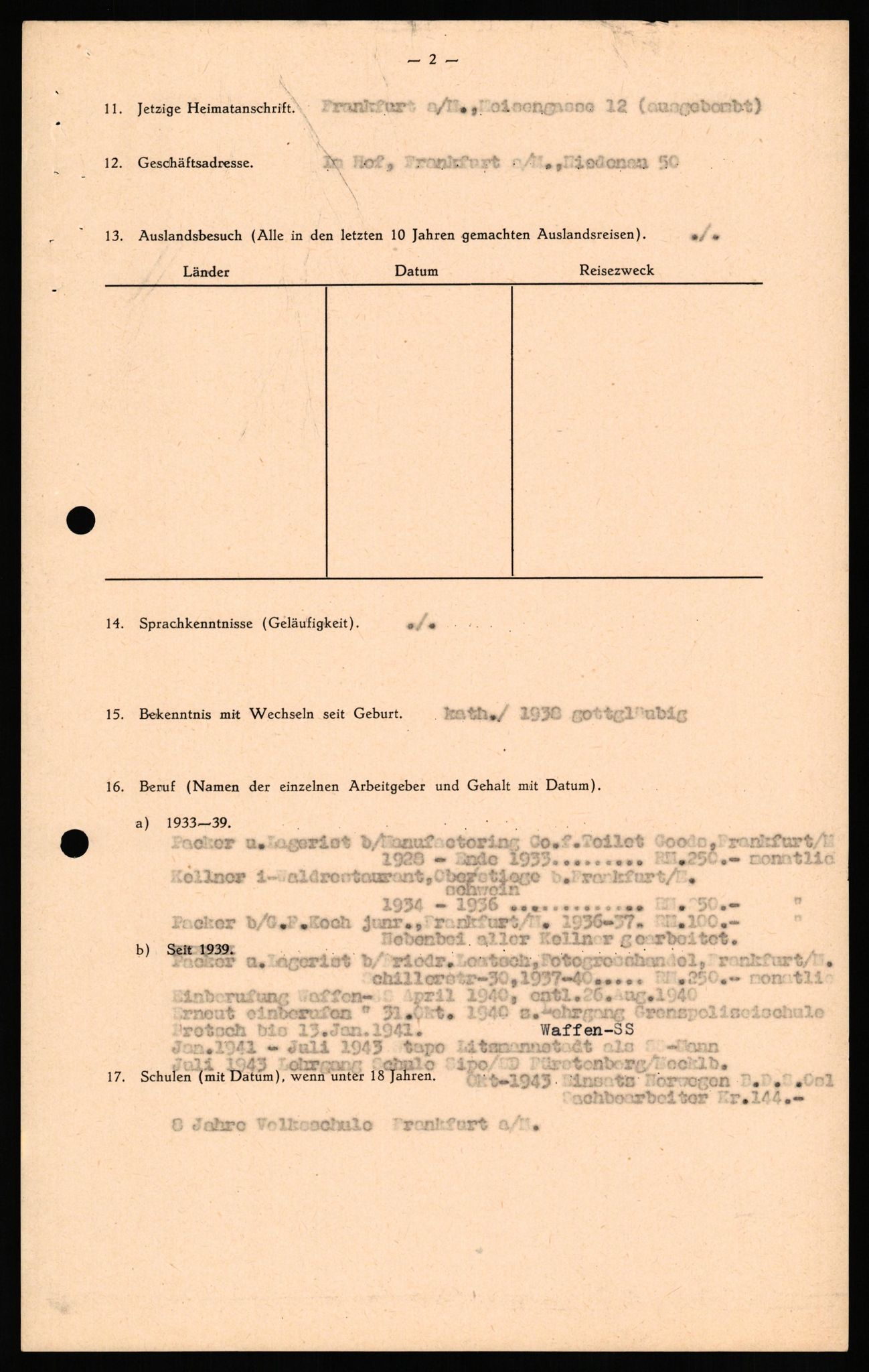 Forsvaret, Forsvarets overkommando II, AV/RA-RAFA-3915/D/Db/L0026: CI Questionaires. Tyske okkupasjonsstyrker i Norge. Tyskere., 1945-1946, s. 497