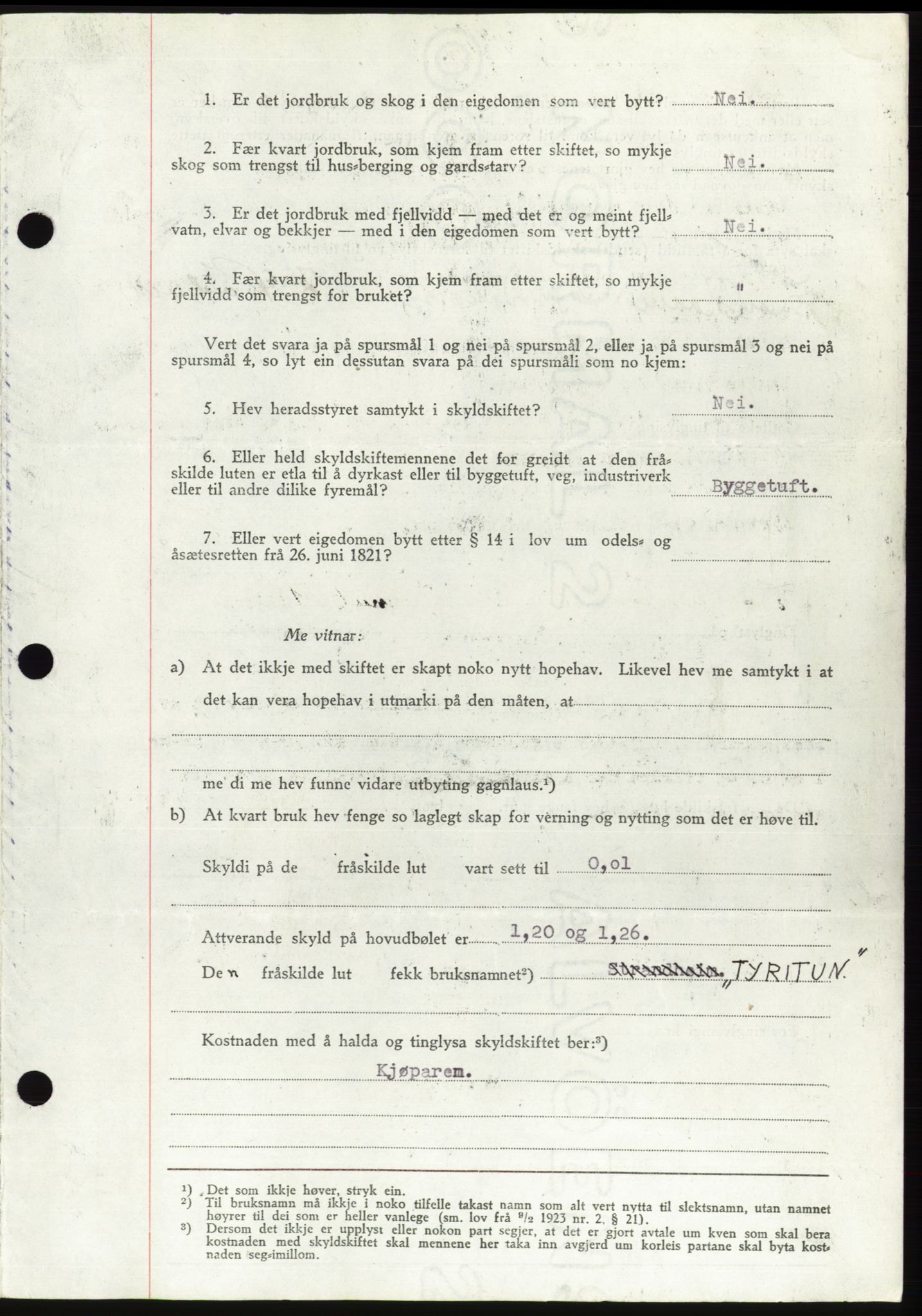 Søre Sunnmøre sorenskriveri, AV/SAT-A-4122/1/2/2C/L0077: Pantebok nr. 3A, 1945-1946, Dagboknr: 516/1945