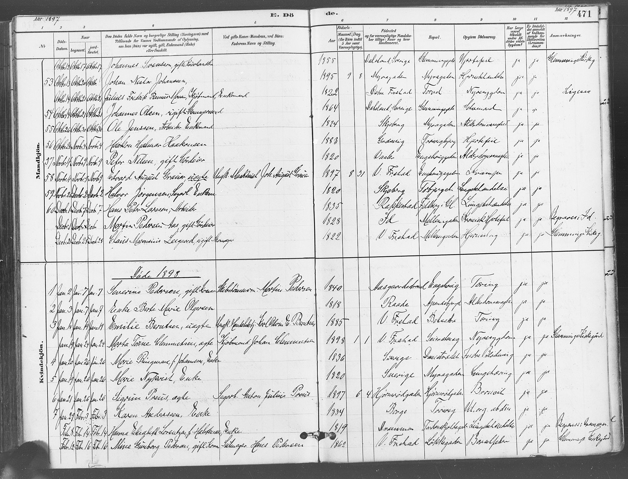 Fredrikstad domkirkes prestekontor Kirkebøker, AV/SAO-A-10906/G/Ga/L0003: Klokkerbok nr. 3, 1880-1900, s. 471