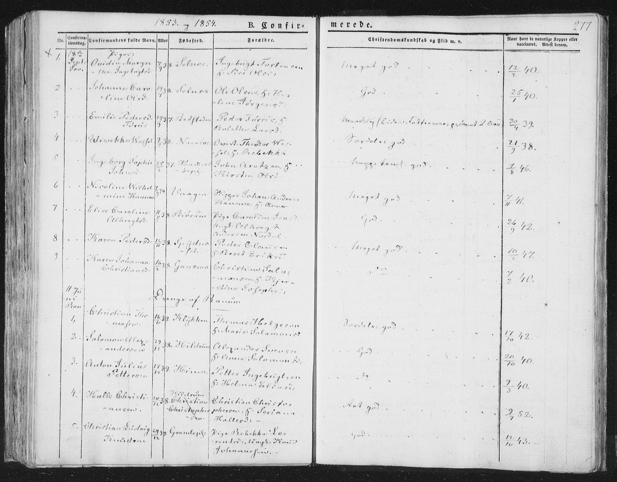 Ministerialprotokoller, klokkerbøker og fødselsregistre - Nord-Trøndelag, AV/SAT-A-1458/764/L0551: Ministerialbok nr. 764A07a, 1824-1864, s. 277