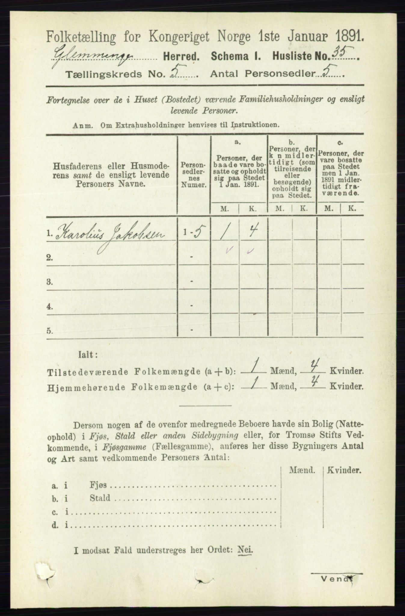 RA, Folketelling 1891 for 0132 Glemmen herred, 1891, s. 5932