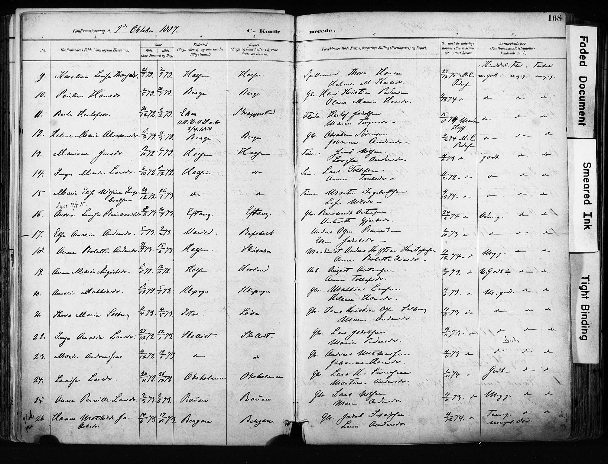 Tjølling kirkebøker, AV/SAKO-A-60/F/Fa/L0009: Ministerialbok nr. 9, 1887-1905, s. 168