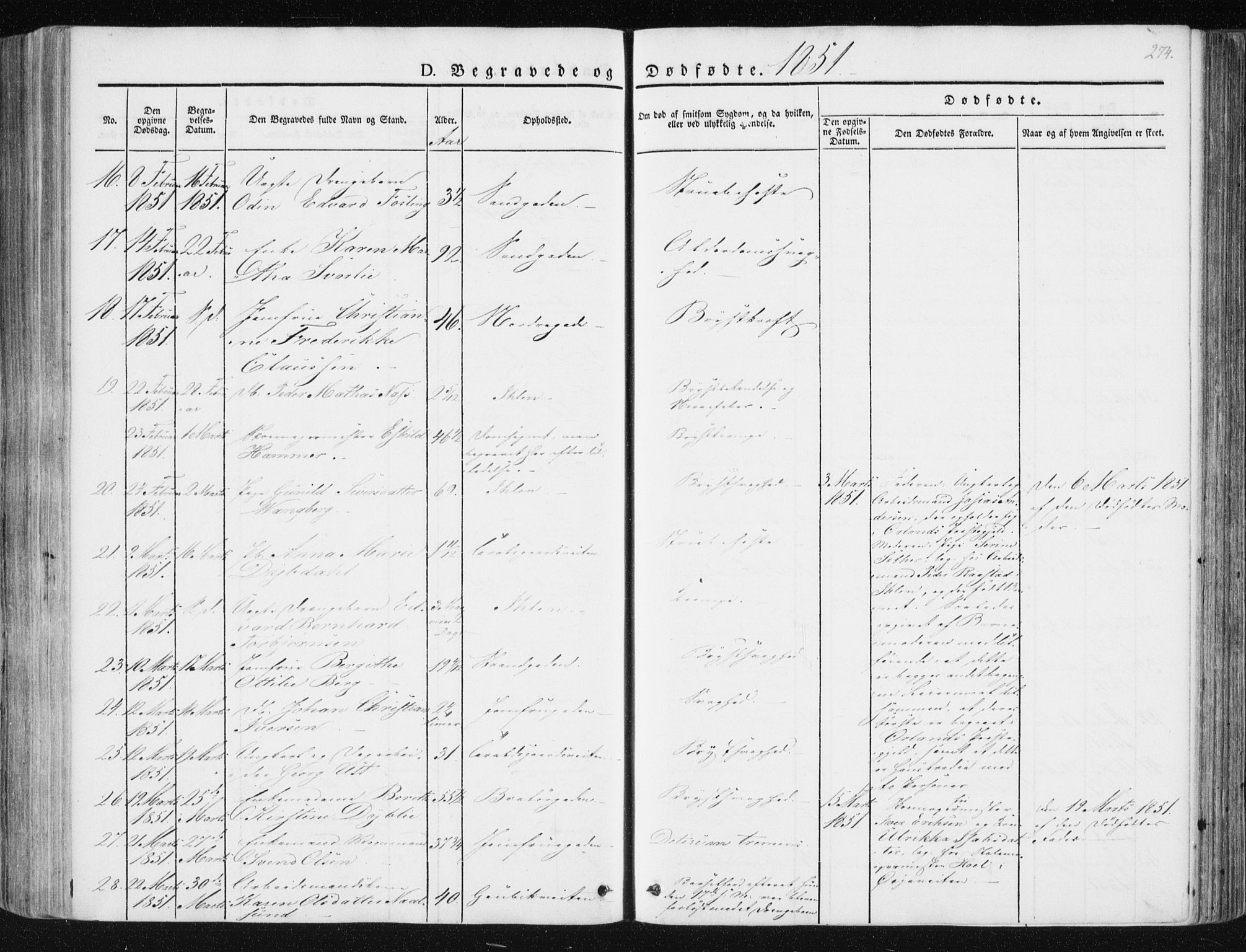 Ministerialprotokoller, klokkerbøker og fødselsregistre - Sør-Trøndelag, SAT/A-1456/602/L0110: Ministerialbok nr. 602A08, 1840-1854, s. 274