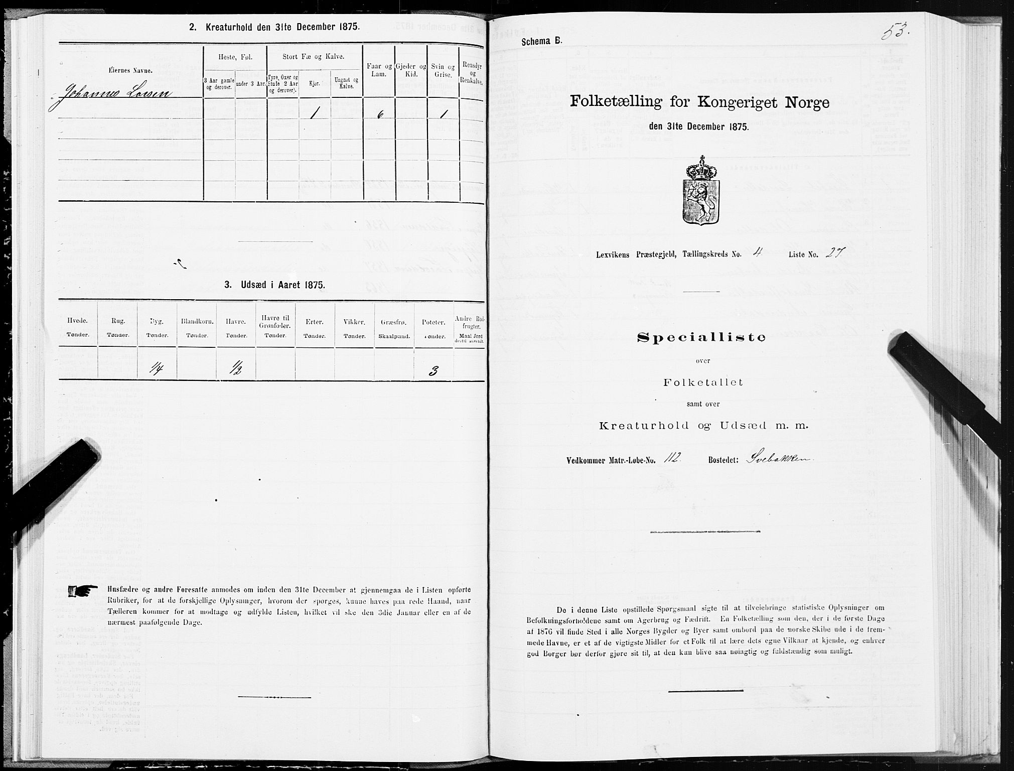 SAT, Folketelling 1875 for 1718P Leksvik prestegjeld, 1875, s. 3053