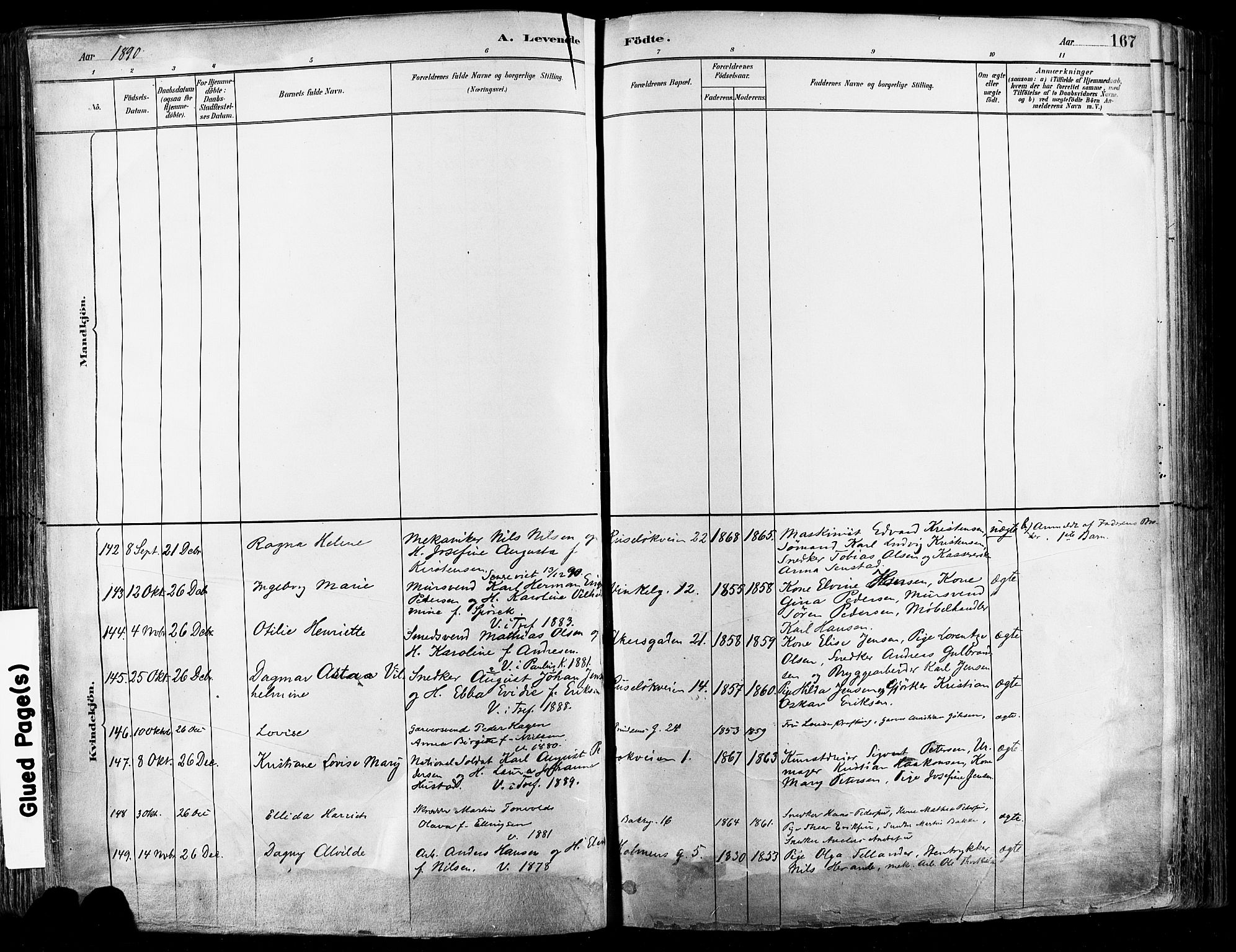 Johannes prestekontor Kirkebøker, AV/SAO-A-10852/F/Fa/L0003: Ministerialbok nr. 3, 1882-1896, s. 167