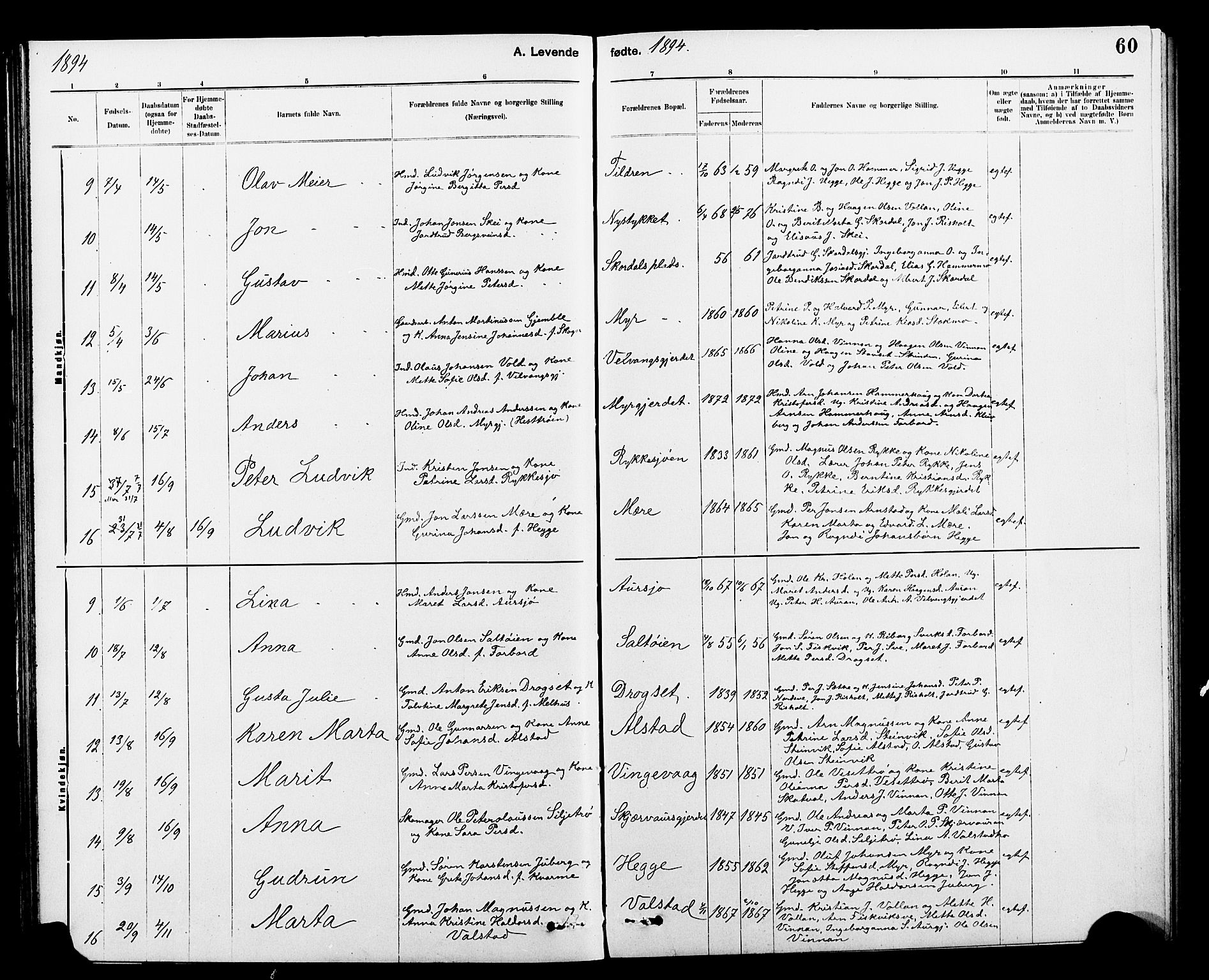 Ministerialprotokoller, klokkerbøker og fødselsregistre - Nord-Trøndelag, AV/SAT-A-1458/712/L0103: Klokkerbok nr. 712C01, 1878-1917, s. 60