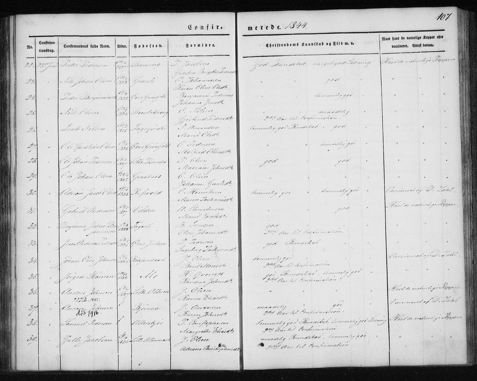 Ministerialprotokoller, klokkerbøker og fødselsregistre - Nordland, SAT/A-1459/827/L0391: Ministerialbok nr. 827A03, 1842-1852, s. 107