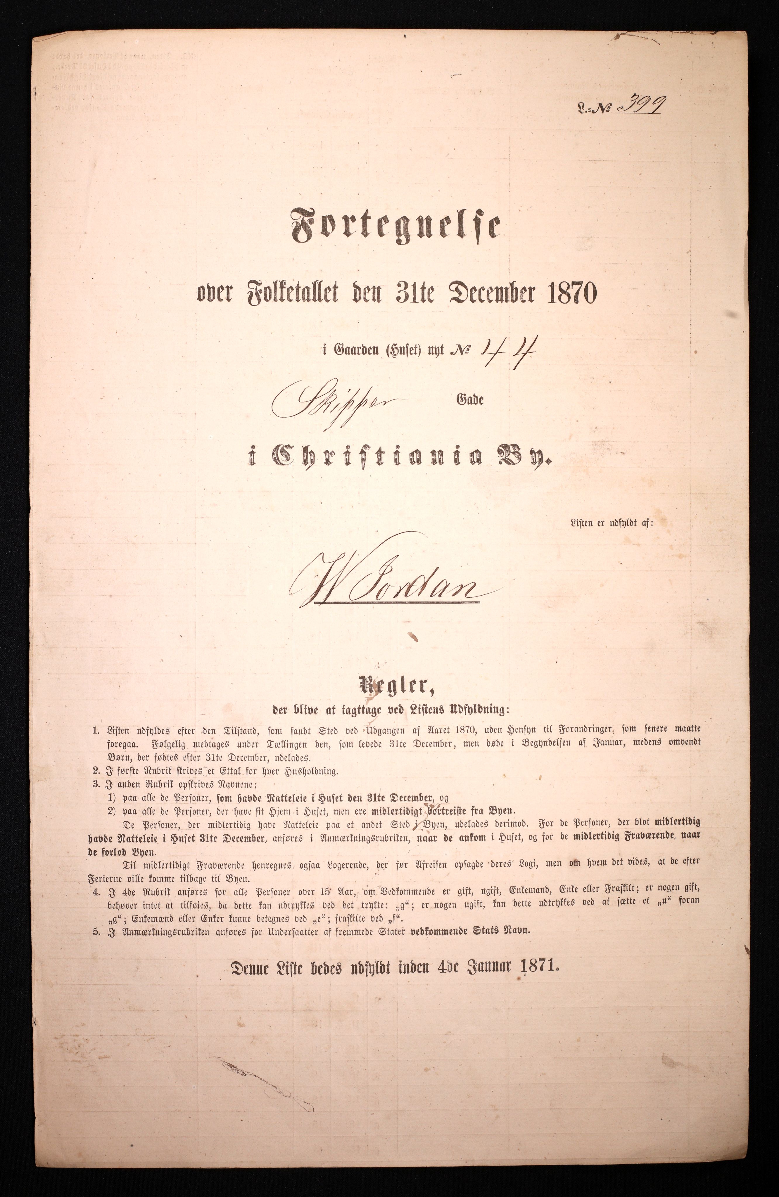 RA, Folketelling 1870 for 0301 Kristiania kjøpstad, 1870, s. 3407