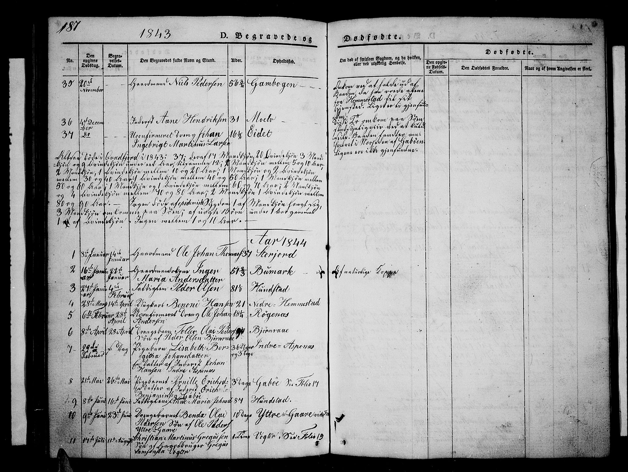 Kvæfjord sokneprestkontor, AV/SATØ-S-1323/G/Ga/Gab/L0002klokker: Klokkerbok nr. 2, 1841-1855, s. 187