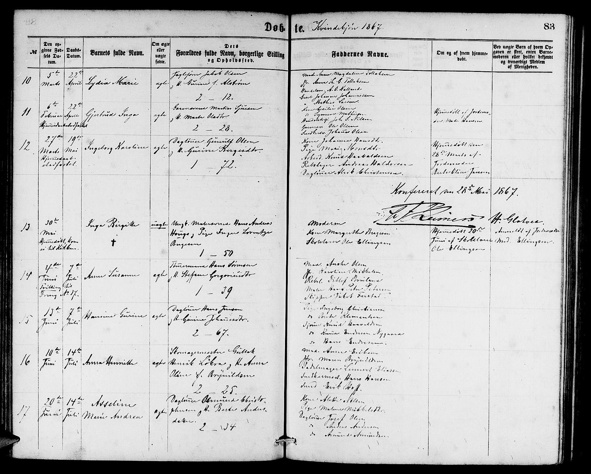 Sandviken Sokneprestembete, AV/SAB-A-77601/H/Hb: Klokkerbok nr. A 1, 1867-1879, s. 83