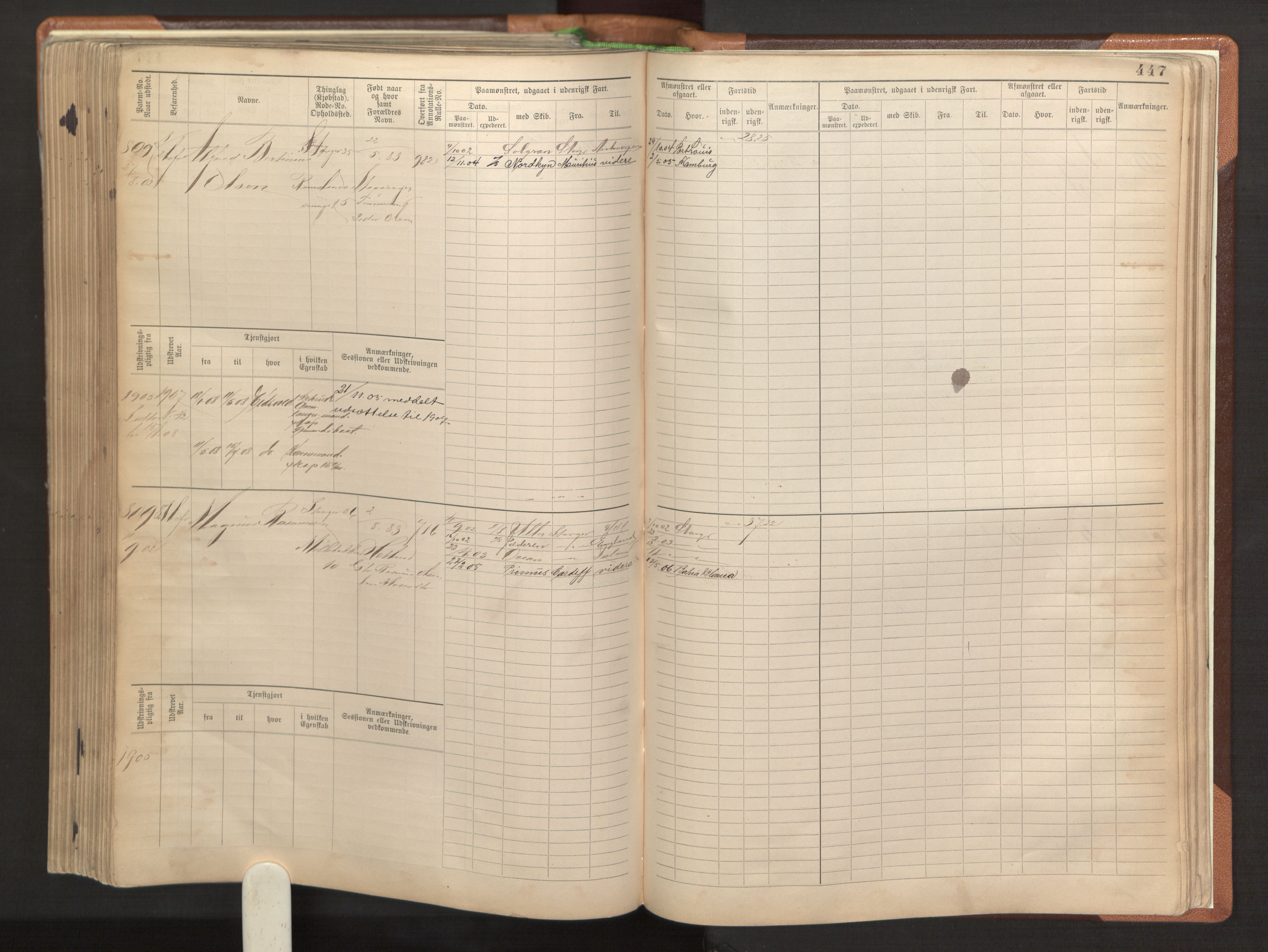 Stavanger sjømannskontor, AV/SAST-A-102006/F/Fb/Fbb/L0022: Sjøfartshovedrulle patnentnr. 7205-8160 (dublett), 1894, s. 452