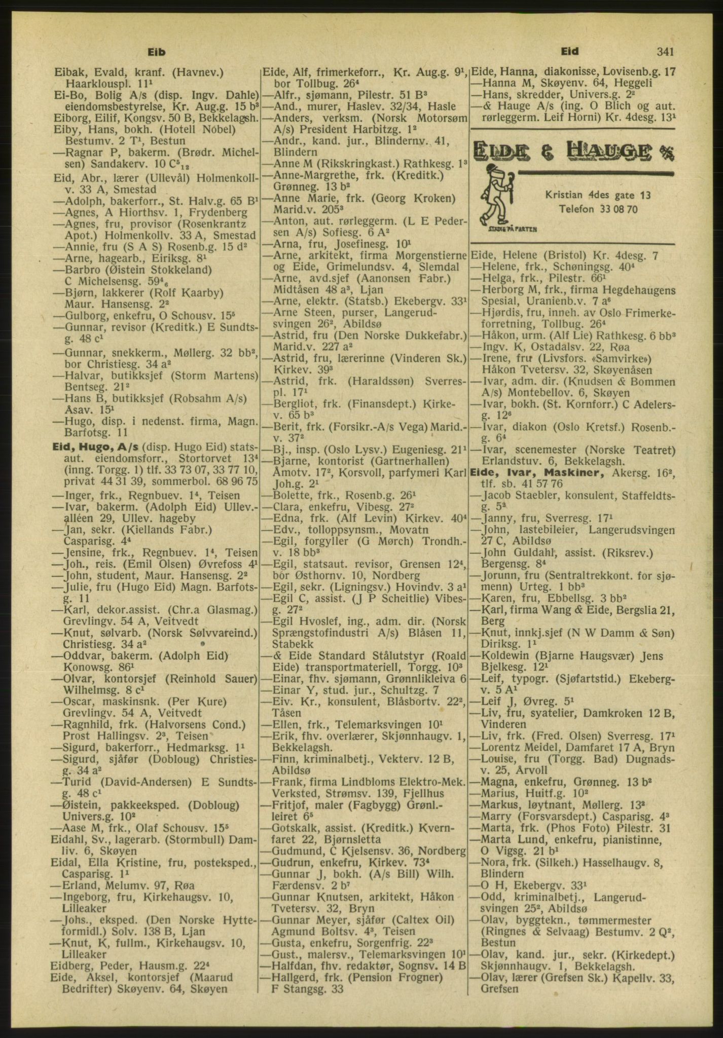 Kristiania/Oslo adressebok, PUBL/-, 1954, s. 341