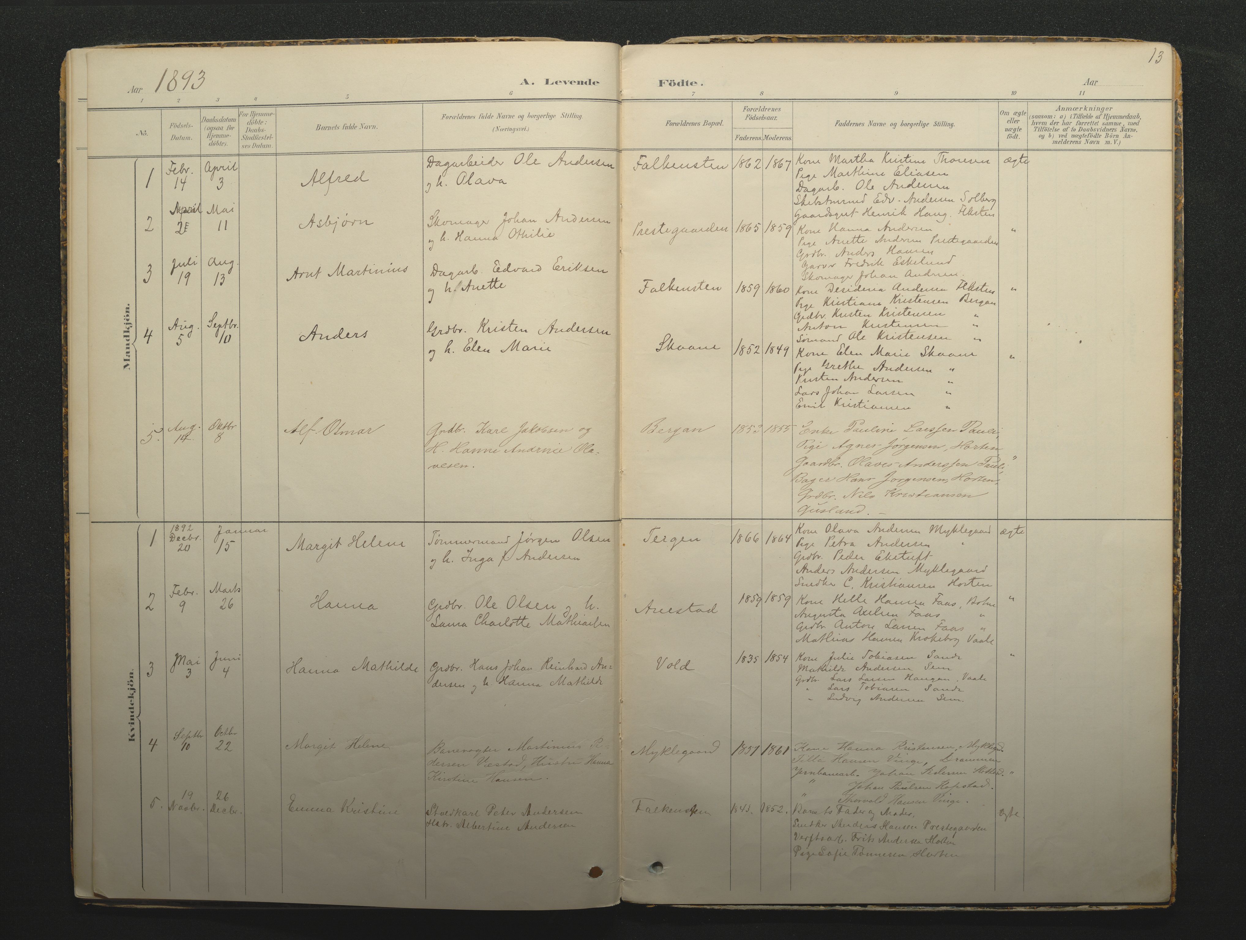 Borre kirkebøker, AV/SAKO-A-338/F/Fc/L0002: Ministerialbok nr. III 2, 1888-1896, s. 13