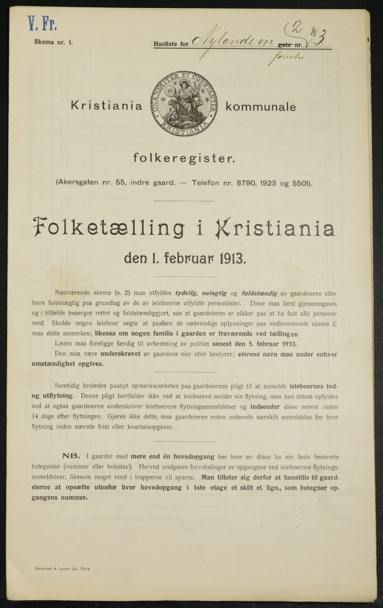 OBA, Kommunal folketelling 1.2.1913 for Kristiania, 1913, s. 74105