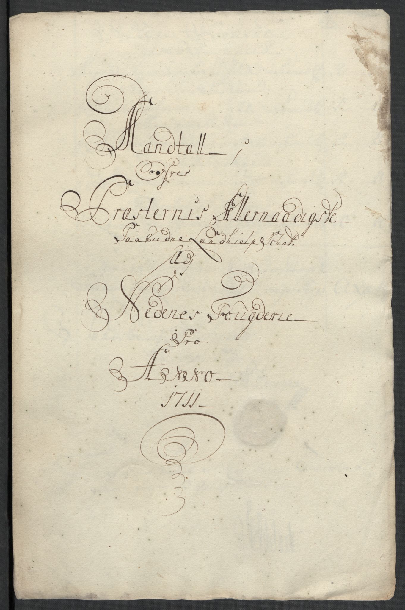 Rentekammeret inntil 1814, Reviderte regnskaper, Fogderegnskap, RA/EA-4092/R39/L2319: Fogderegnskap Nedenes, 1710-1711, s. 217