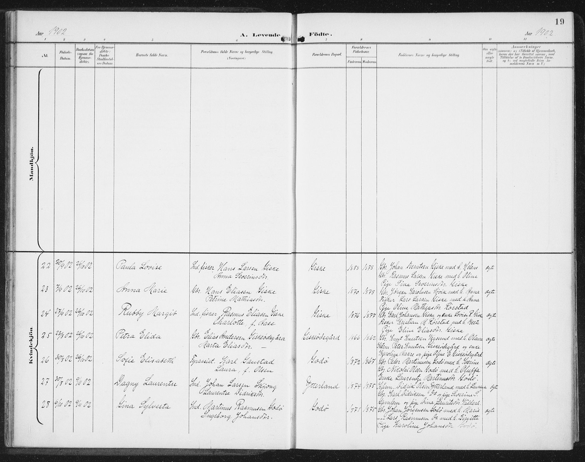 Ministerialprotokoller, klokkerbøker og fødselsregistre - Møre og Romsdal, AV/SAT-A-1454/534/L0489: Klokkerbok nr. 534C01, 1899-1941, s. 19