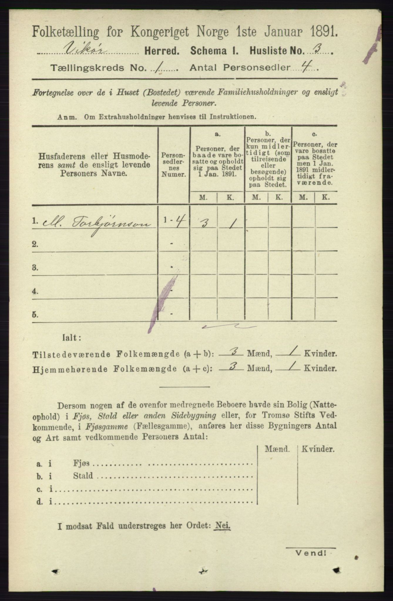 RA, Folketelling 1891 for 1238 Vikør herred, 1891, s. 35