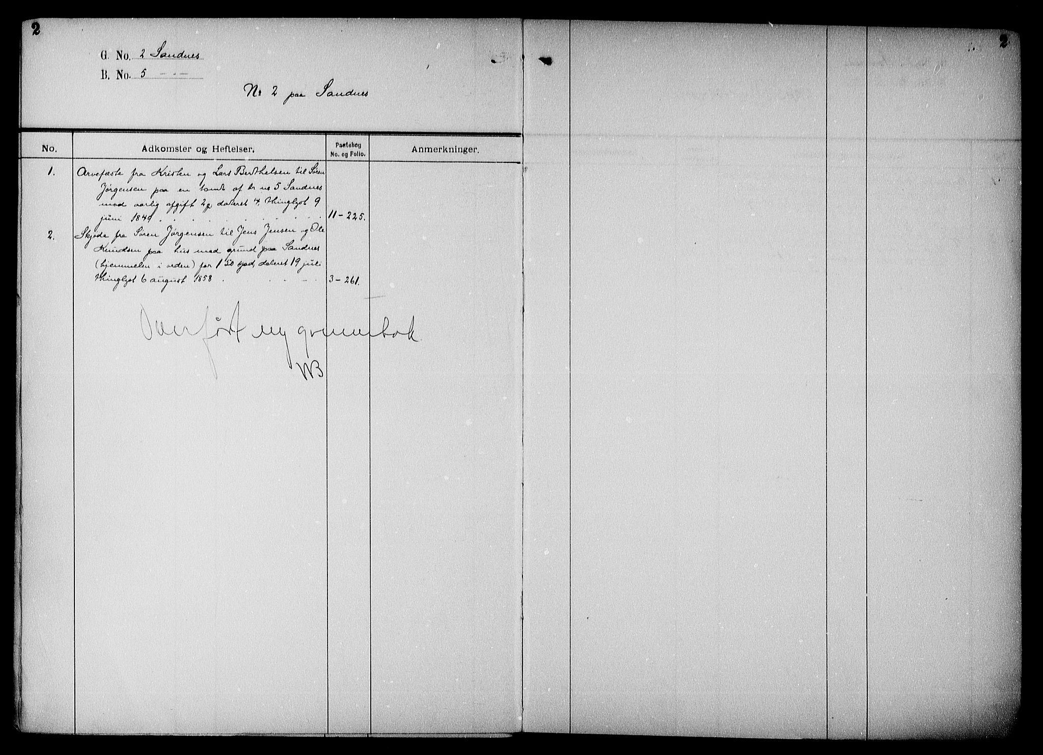 Nedenes sorenskriveri, SAK/1221-0006/G/Ga/Gaa/L0046: Panteregister nr. 40, 1800-1955, s. 2