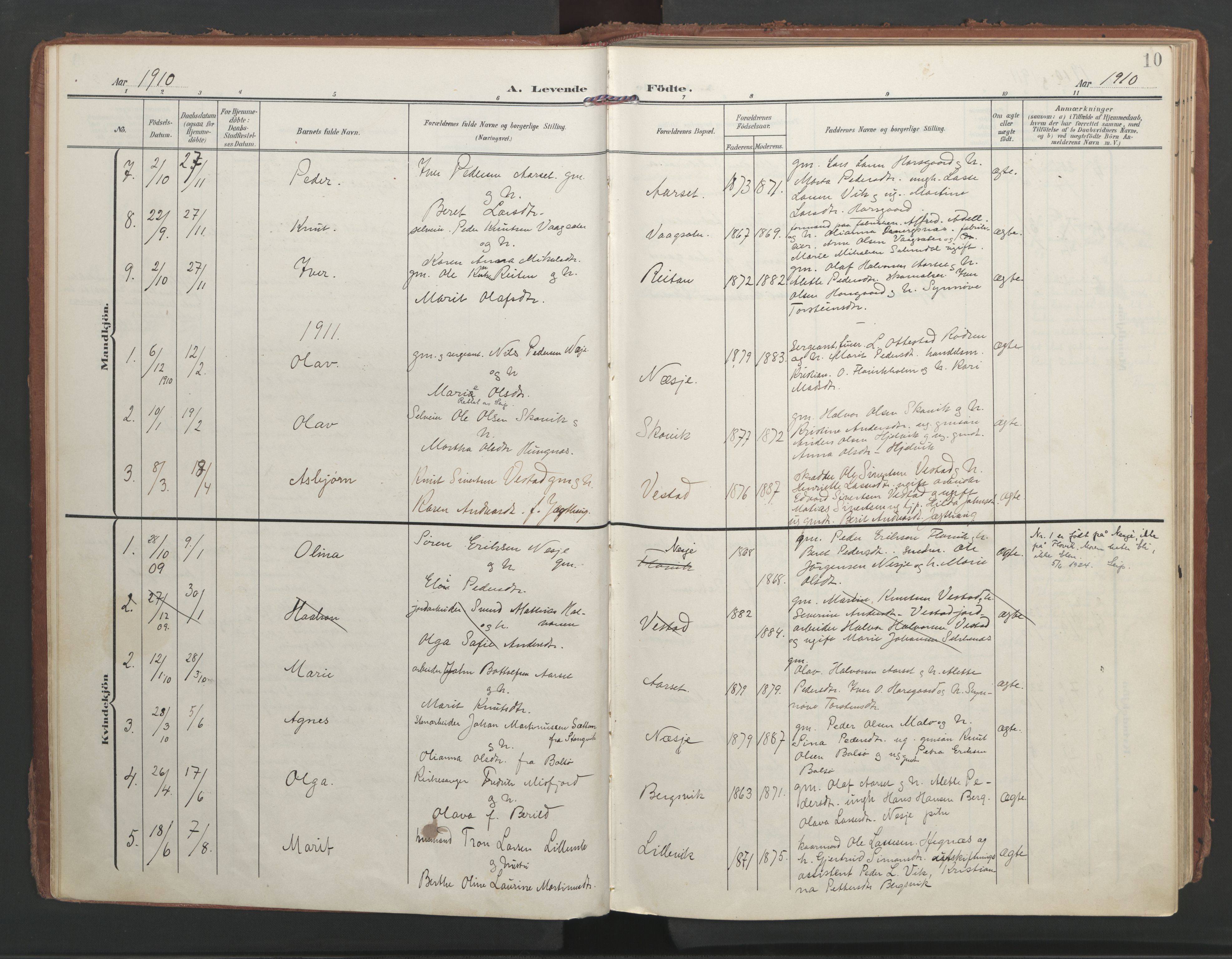 Ministerialprotokoller, klokkerbøker og fødselsregistre - Møre og Romsdal, AV/SAT-A-1454/547/L0605: Ministerialbok nr. 547A07, 1907-1936, s. 10