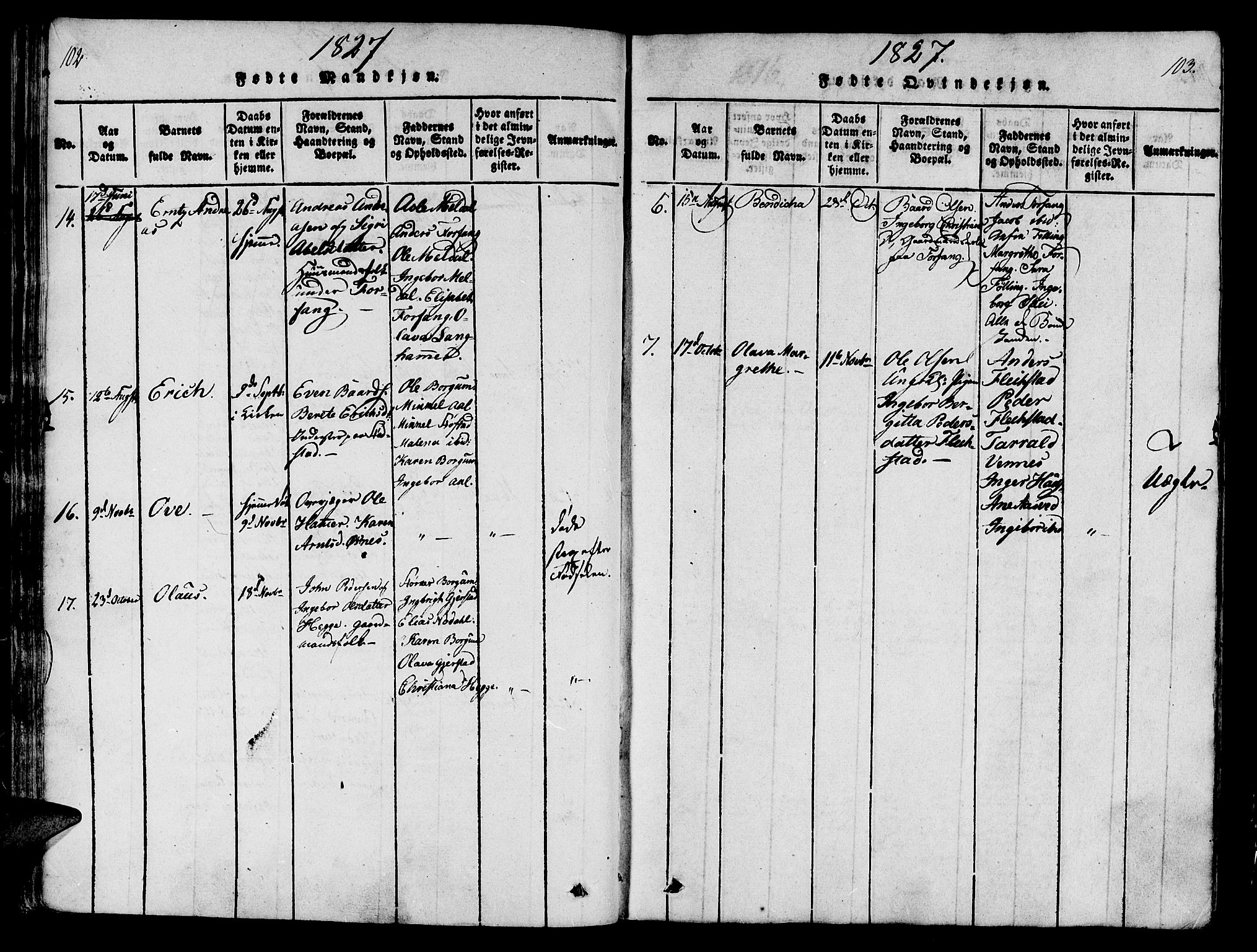 Ministerialprotokoller, klokkerbøker og fødselsregistre - Nord-Trøndelag, SAT/A-1458/746/L0441: Ministerialbok nr. 746A03 /2, 1816-1827, s. 102-103