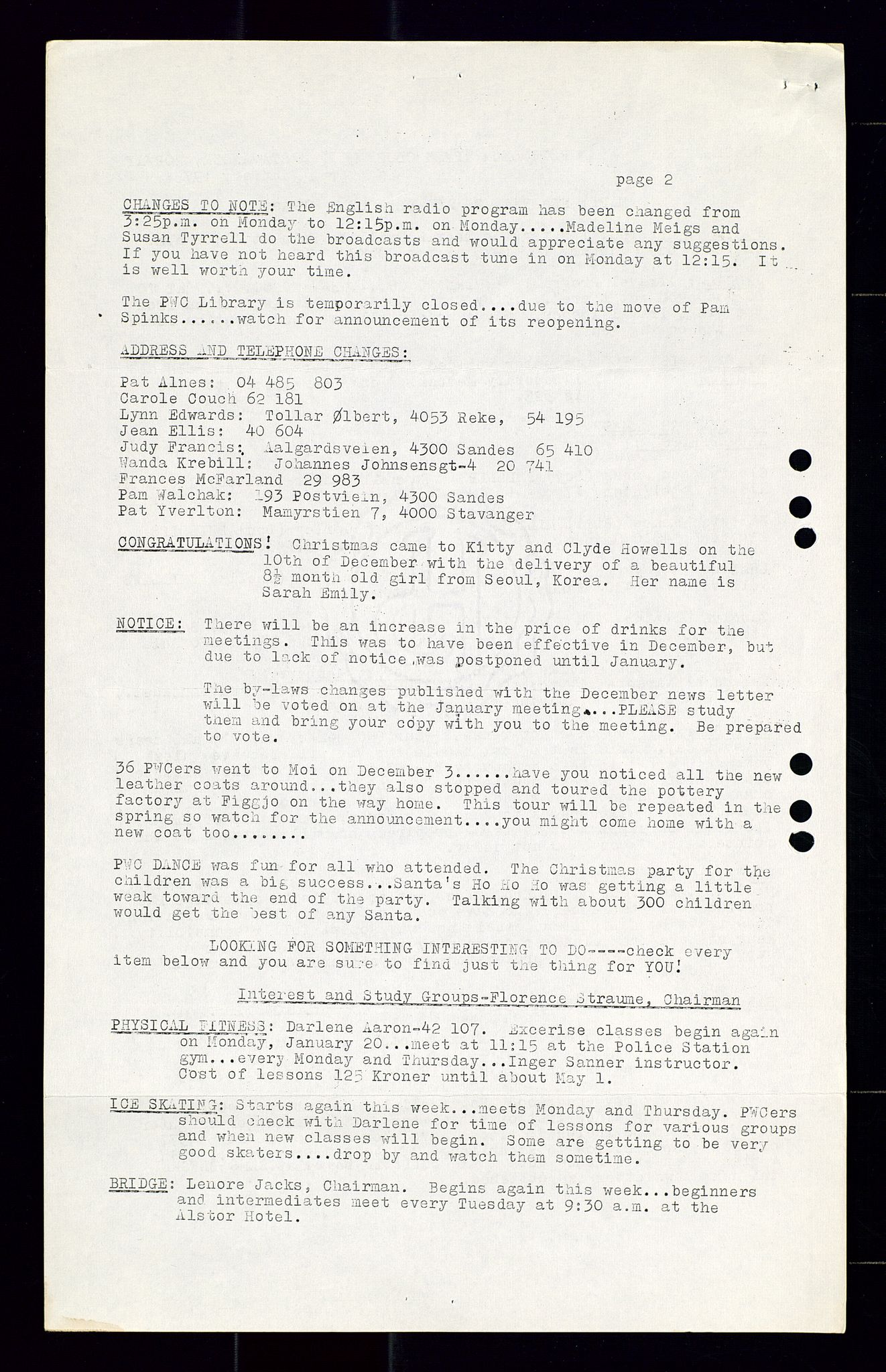 PA 1547 - Petroleum Wives Club, AV/SAST-A-101974/X/Xa/L0001: Newsletters (1971-1978)/radiointervjuer på kasett (1989-1992), 1970-1978